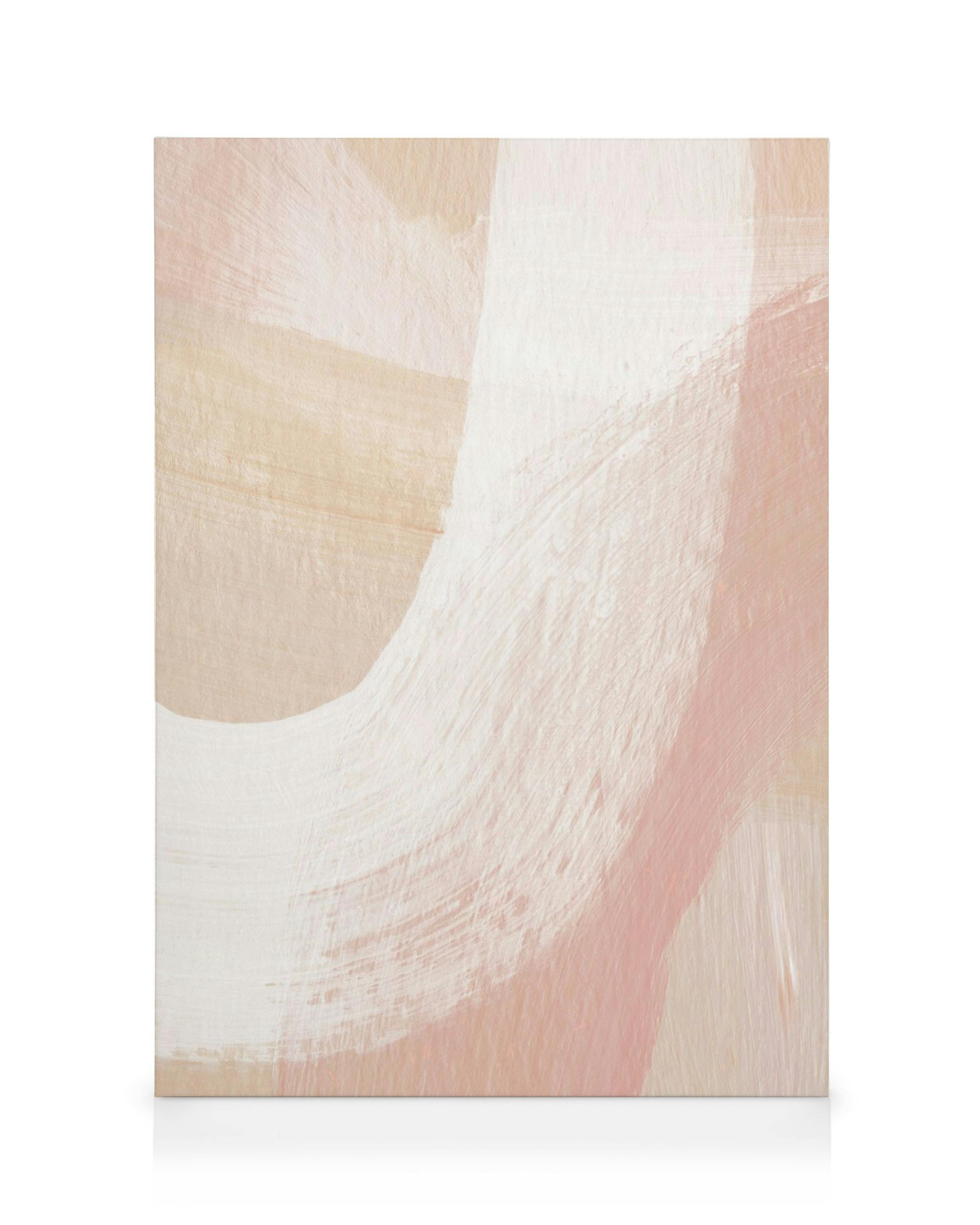 Peachy Abstract No2 Canvas with broad, soft brushstrokes in peach, beige, and white, creating a flowing, organic abstract design