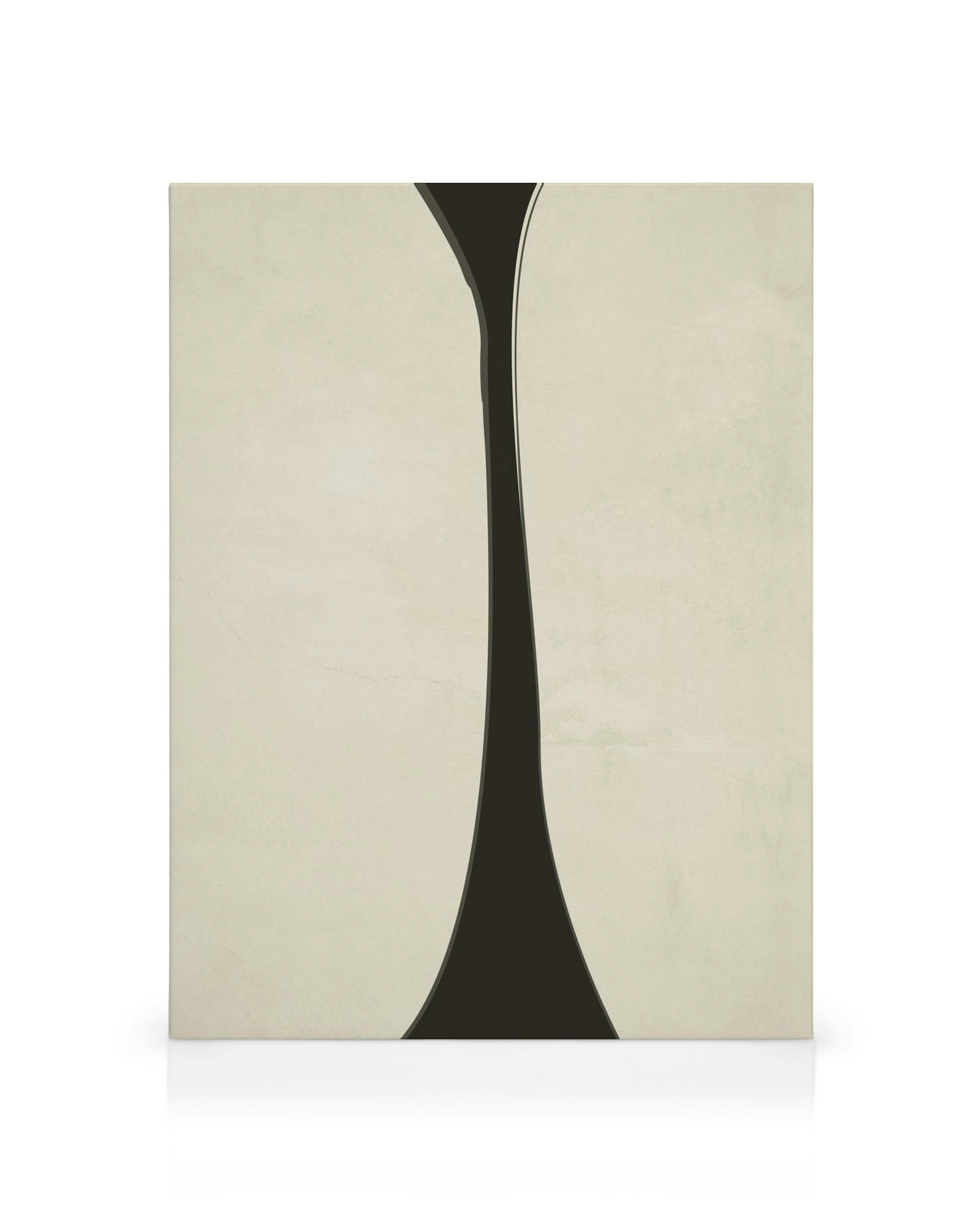 Black symmetrical vase-like silhouette on a beige background canvas print