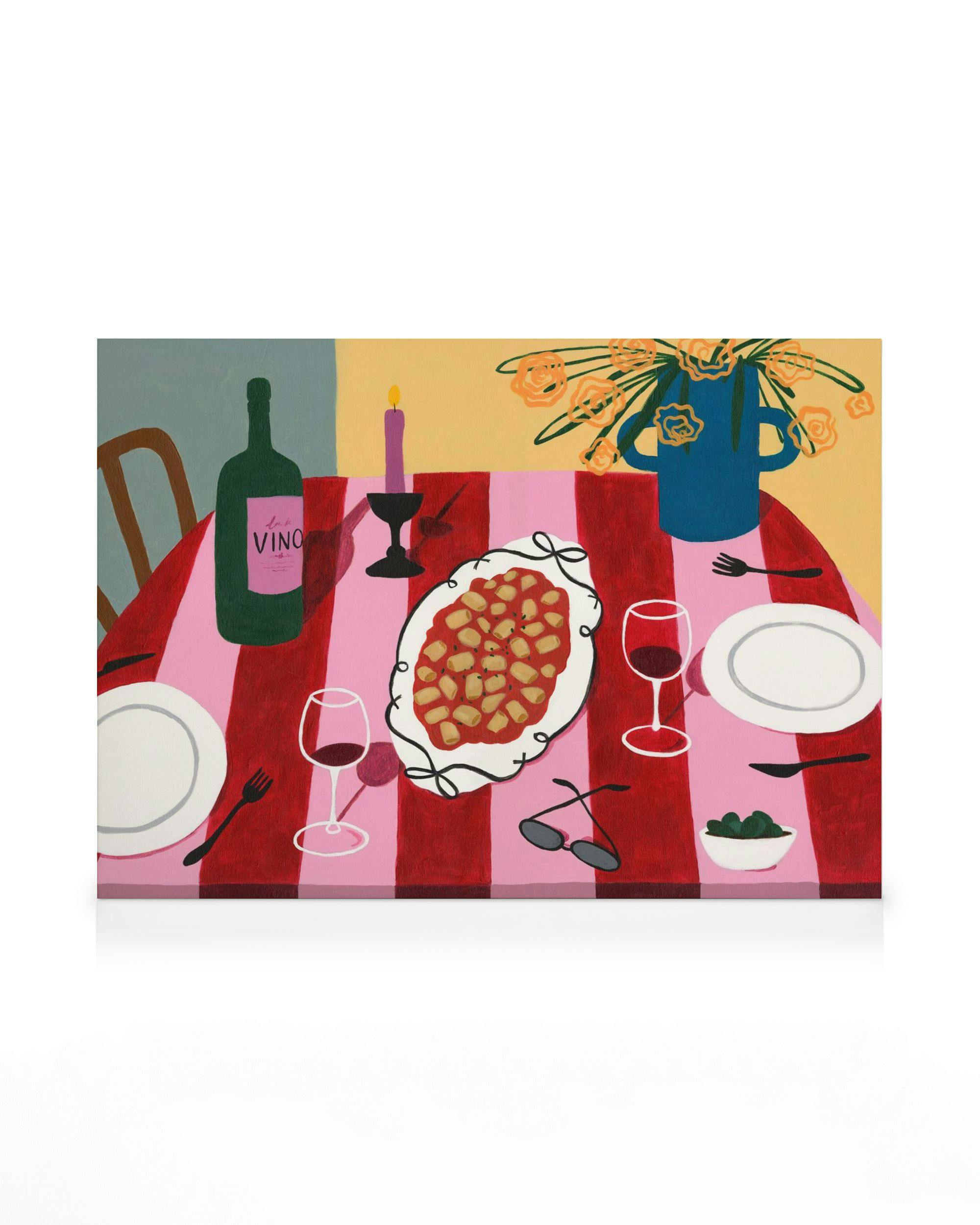 Canvas Prints Girl Dinner Canvas print (70x100 cm - Black Frame)