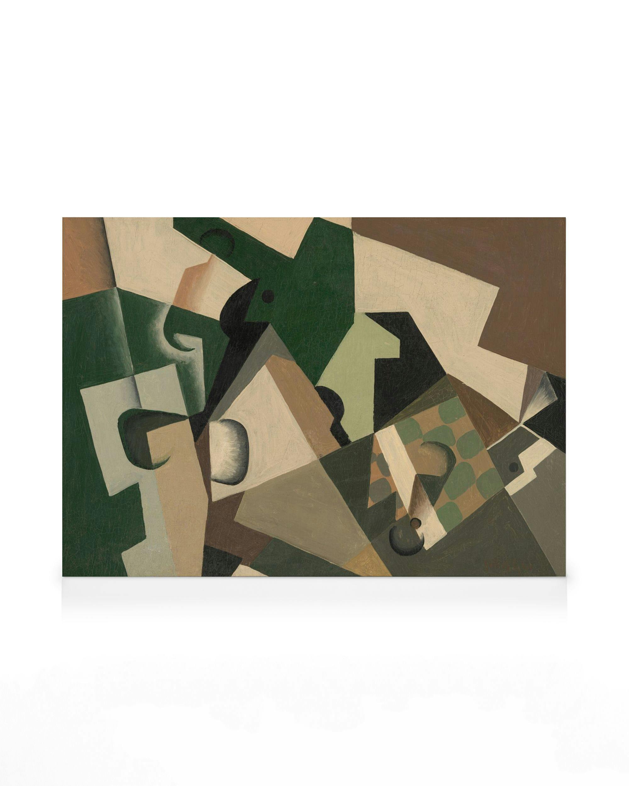 Canvas Prints Juan Gris - Glass and Checkerboard Canvas print (30x40 cm - Black Frame)