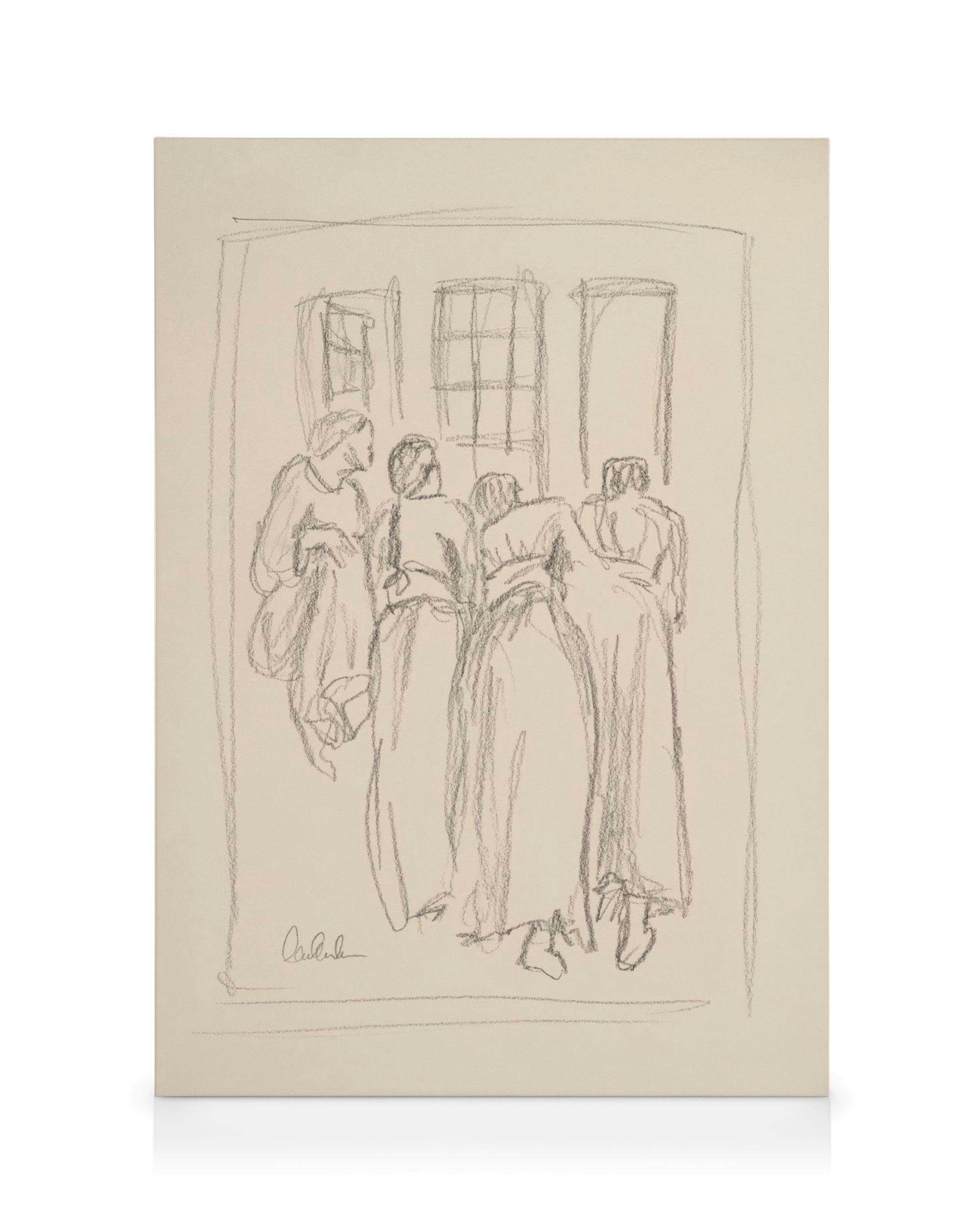 Canvas Prints The Dreamers Sketch Canvas print (100x140 cm - Oak Frame)