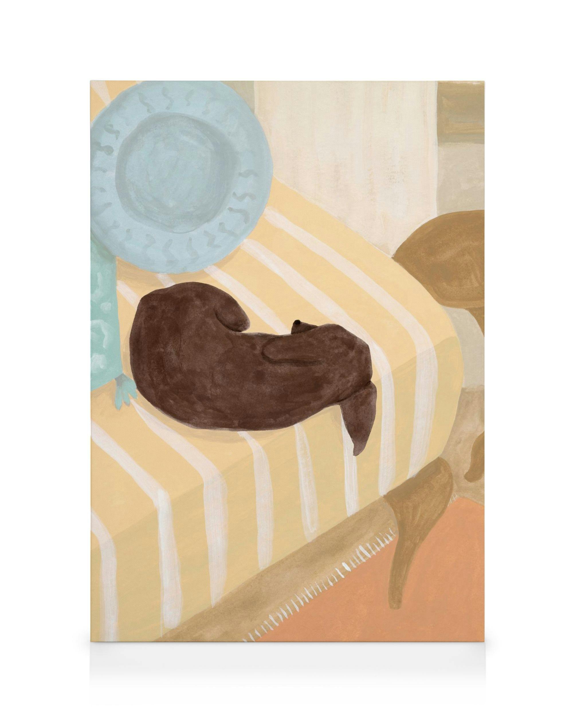 Nap Time Lerret (100x140 cm - Svart Ramme)