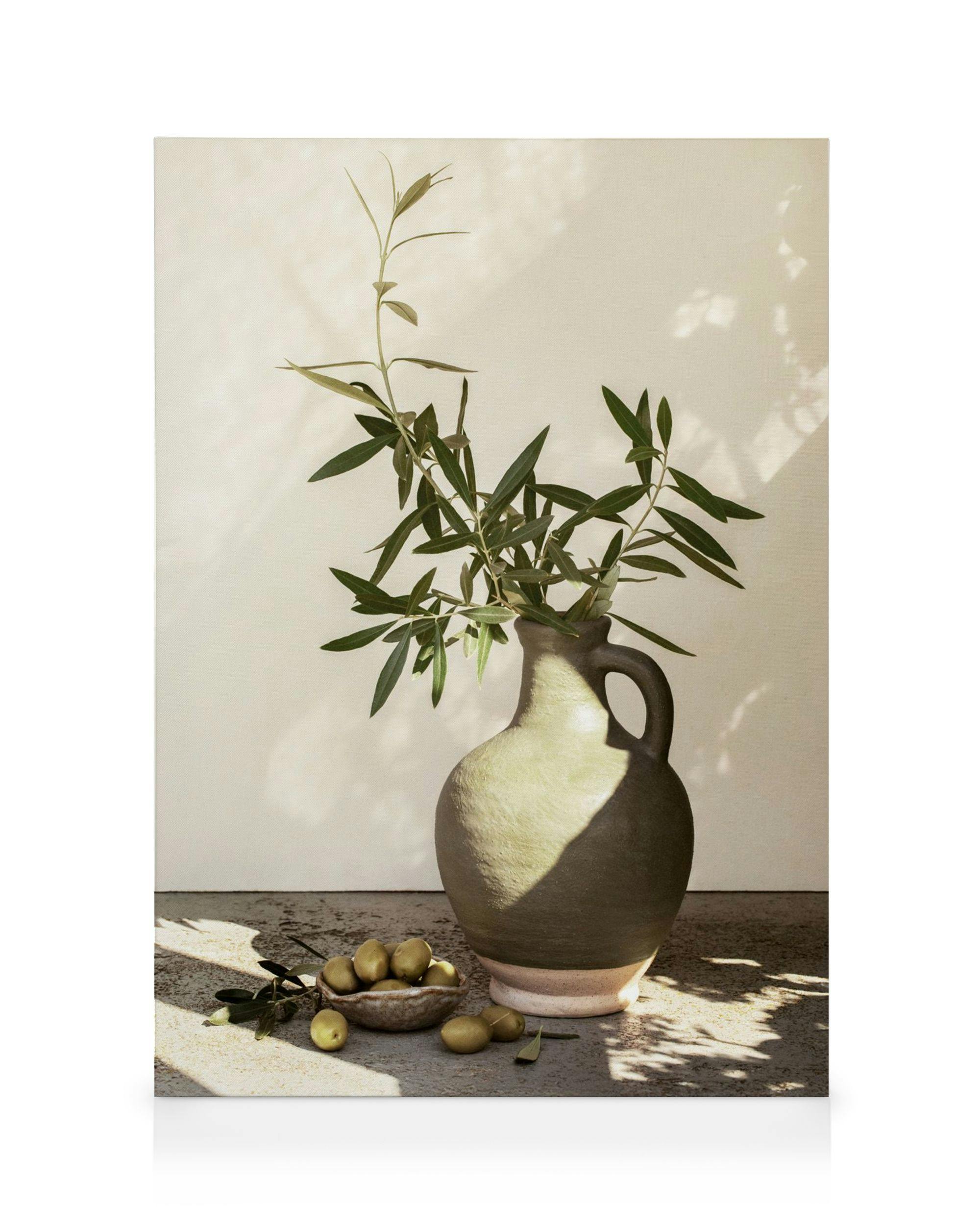 Sunlit Olives Toile (70x100 cm - Cadre noir)  Plantes vertes