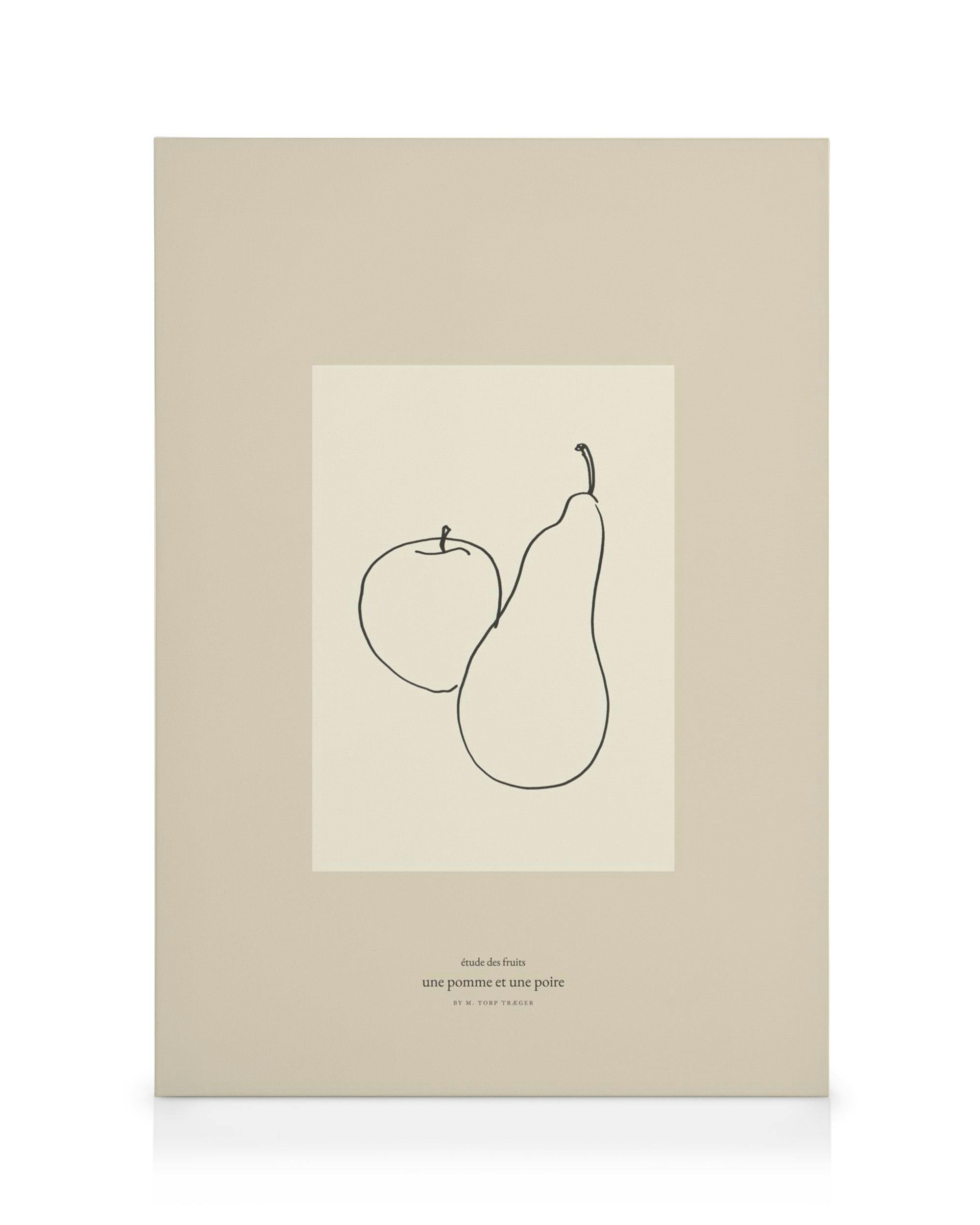 Καμβάς με μίνιμαλ σχέδιο μήλου και αχλαδιού σε ανοιχτόχρωμο φόντο. Ιδανικός για διακόσμηση κουζίνας.