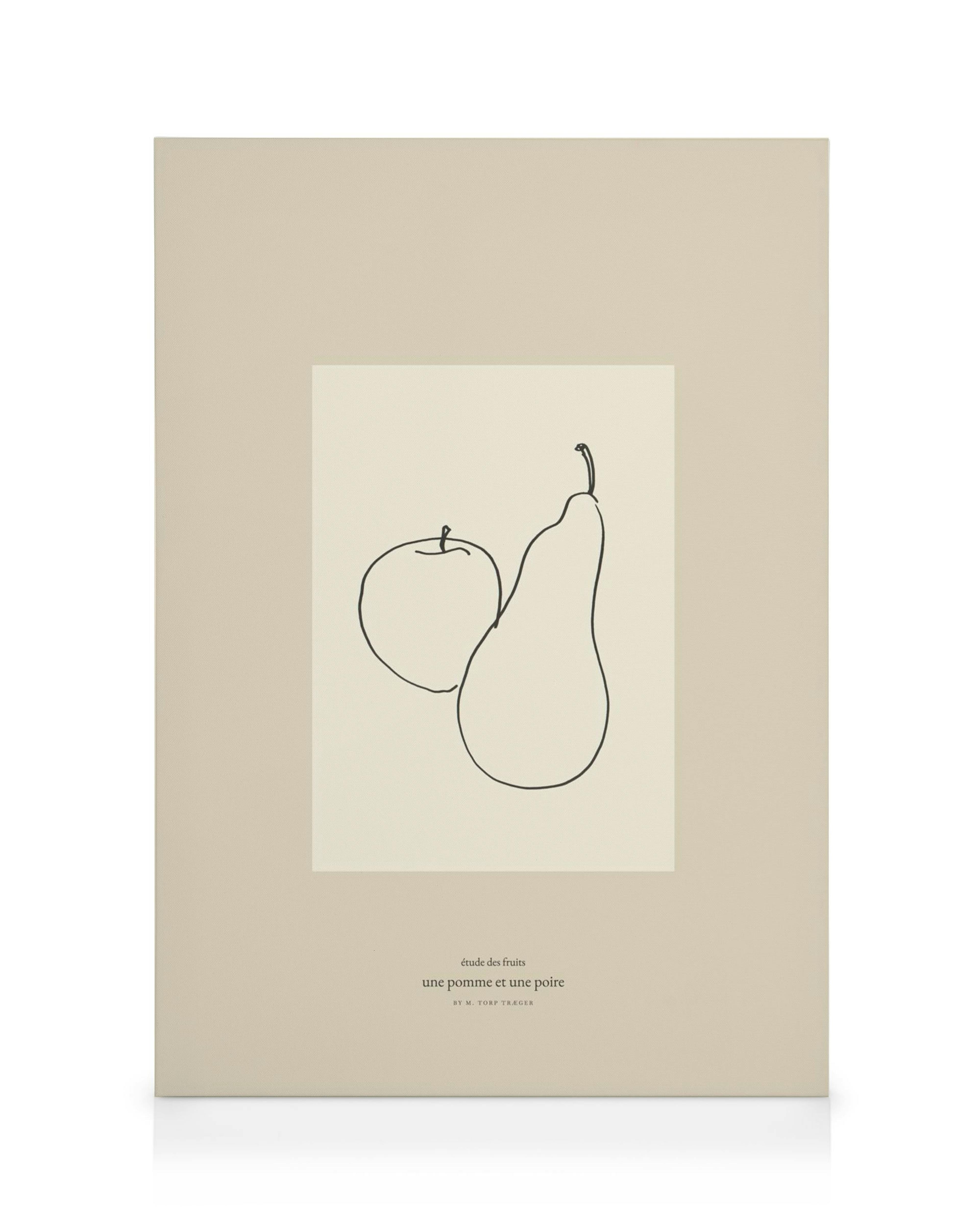 Καμβάς με μίνιμαλ σχέδιο μήλου και αχλαδιού σε ανοιχτόχρωμο φόντο. Ιδανικός για διακόσμηση κουζίνας.