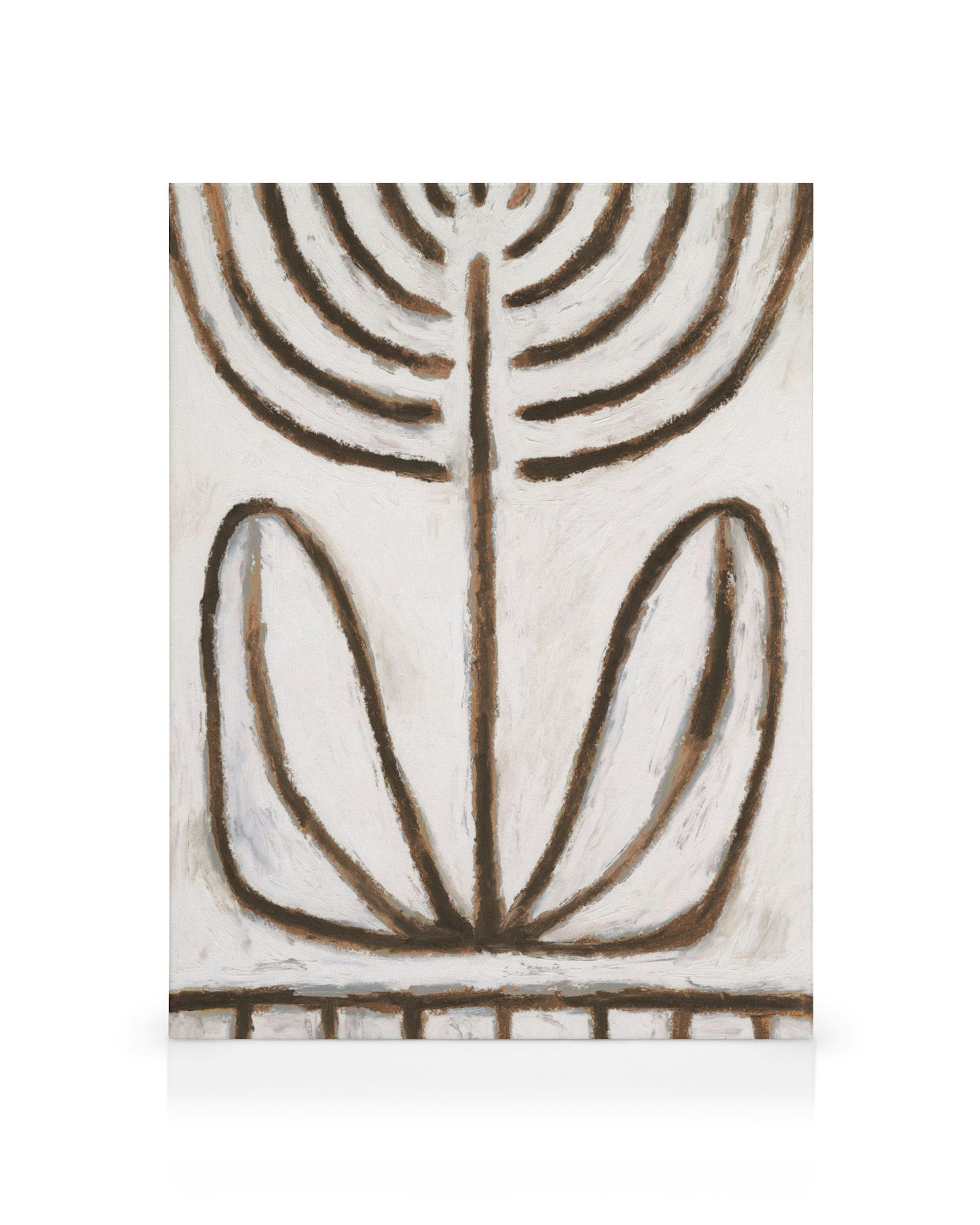 Stampa tela fiori dipinti a mano, toni marroni e bianchi, stile artistico esclusivo