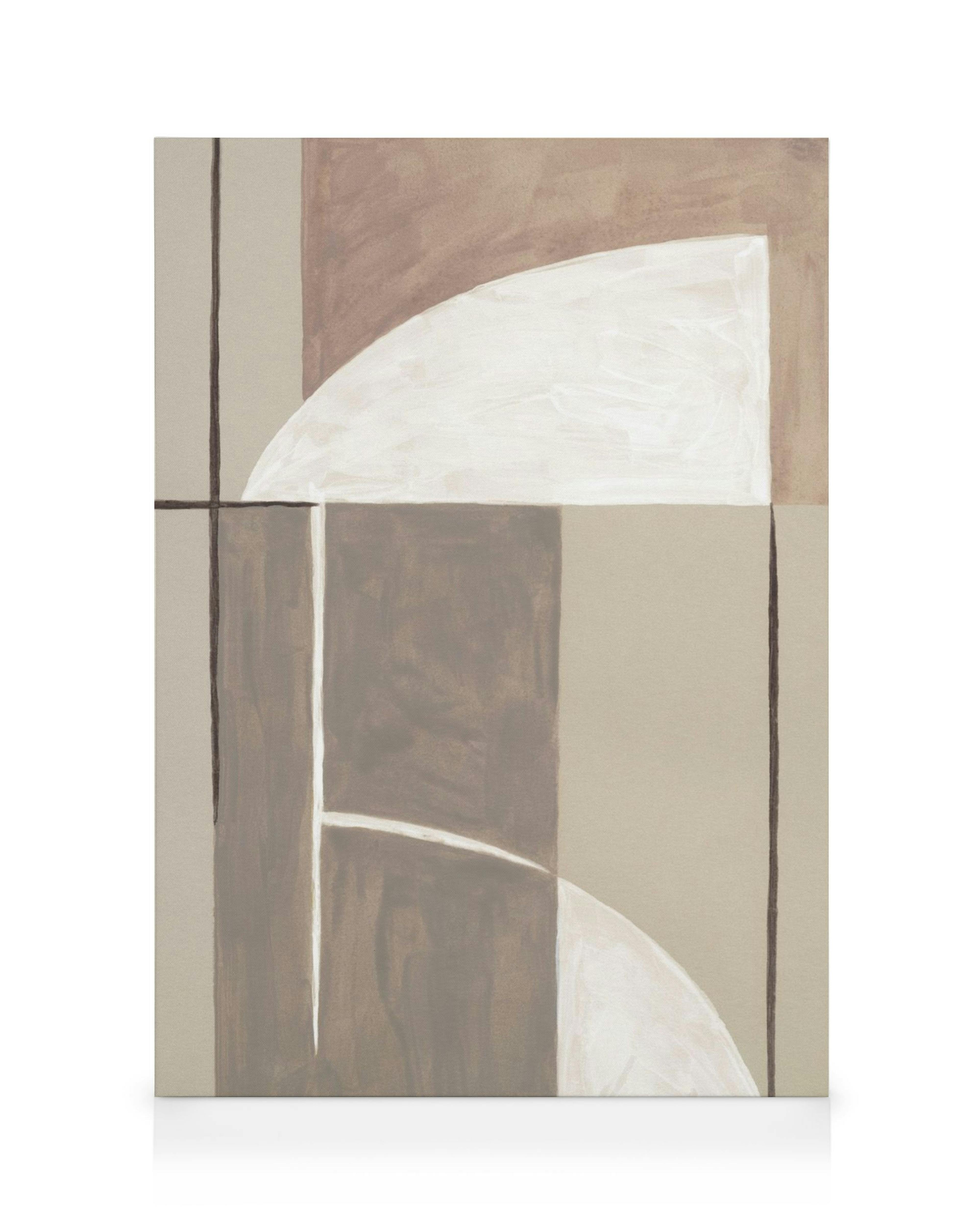 Tela com formas orgânicas abstratas em tons terrosos quentes de marrom e bege. Arte decorativa para parede.