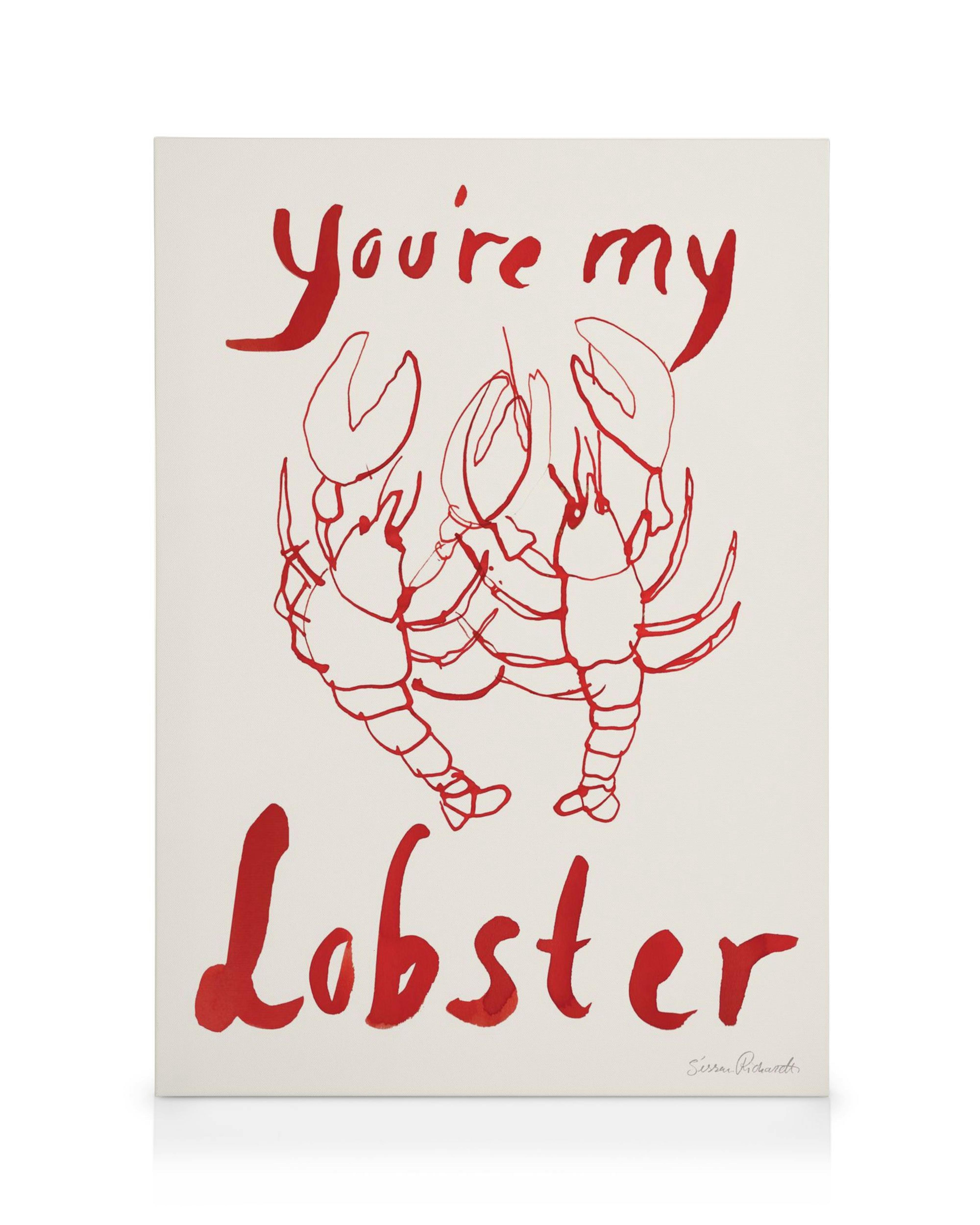 Leinwandbild mit zwei roten Hummern und dem Schriftzug Youre My Lobster von Sissan Richardt.
