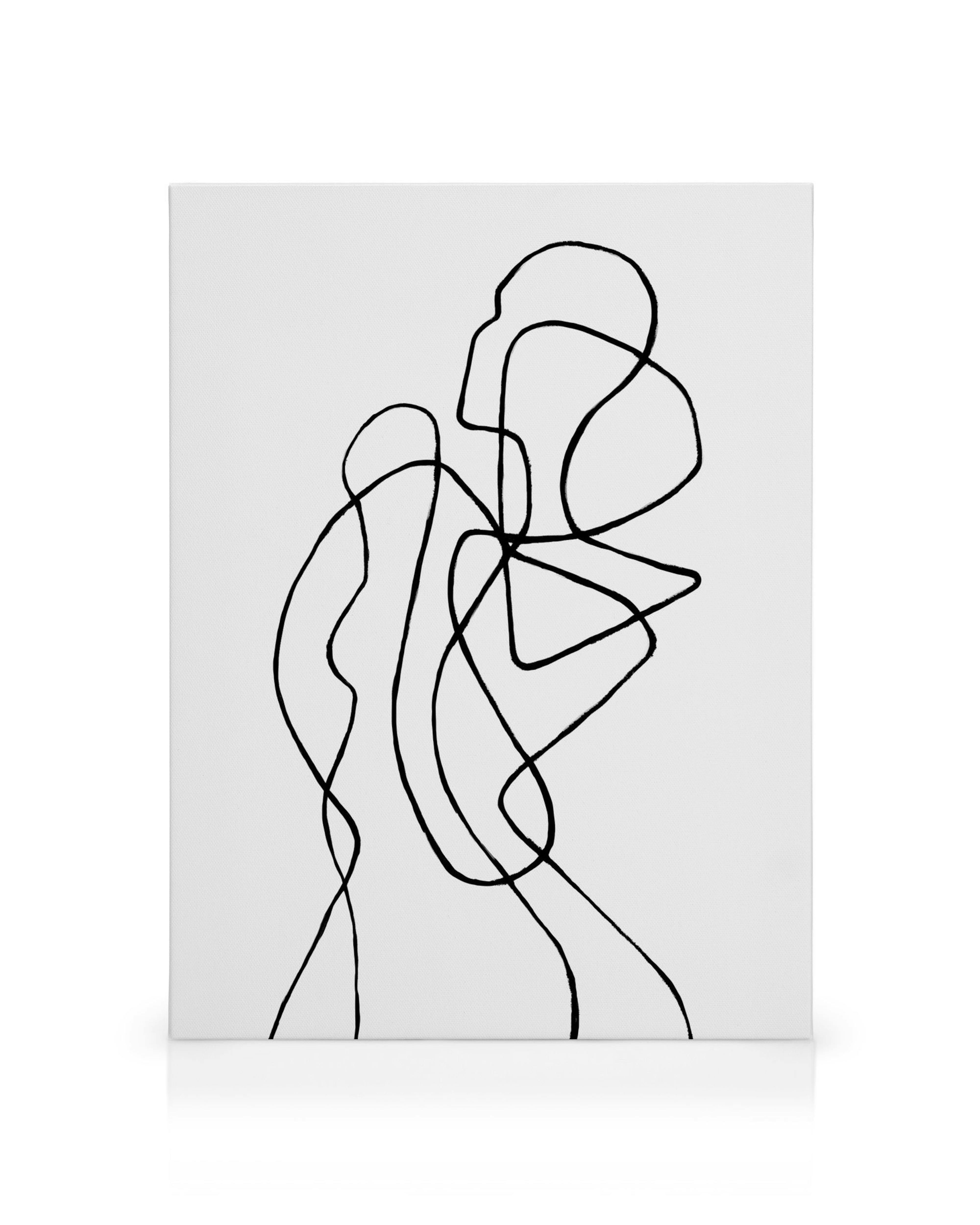 Minimalist Peytil Figuratone canvas print with black entangled line drawing on a white background, perfect abstract wall art.