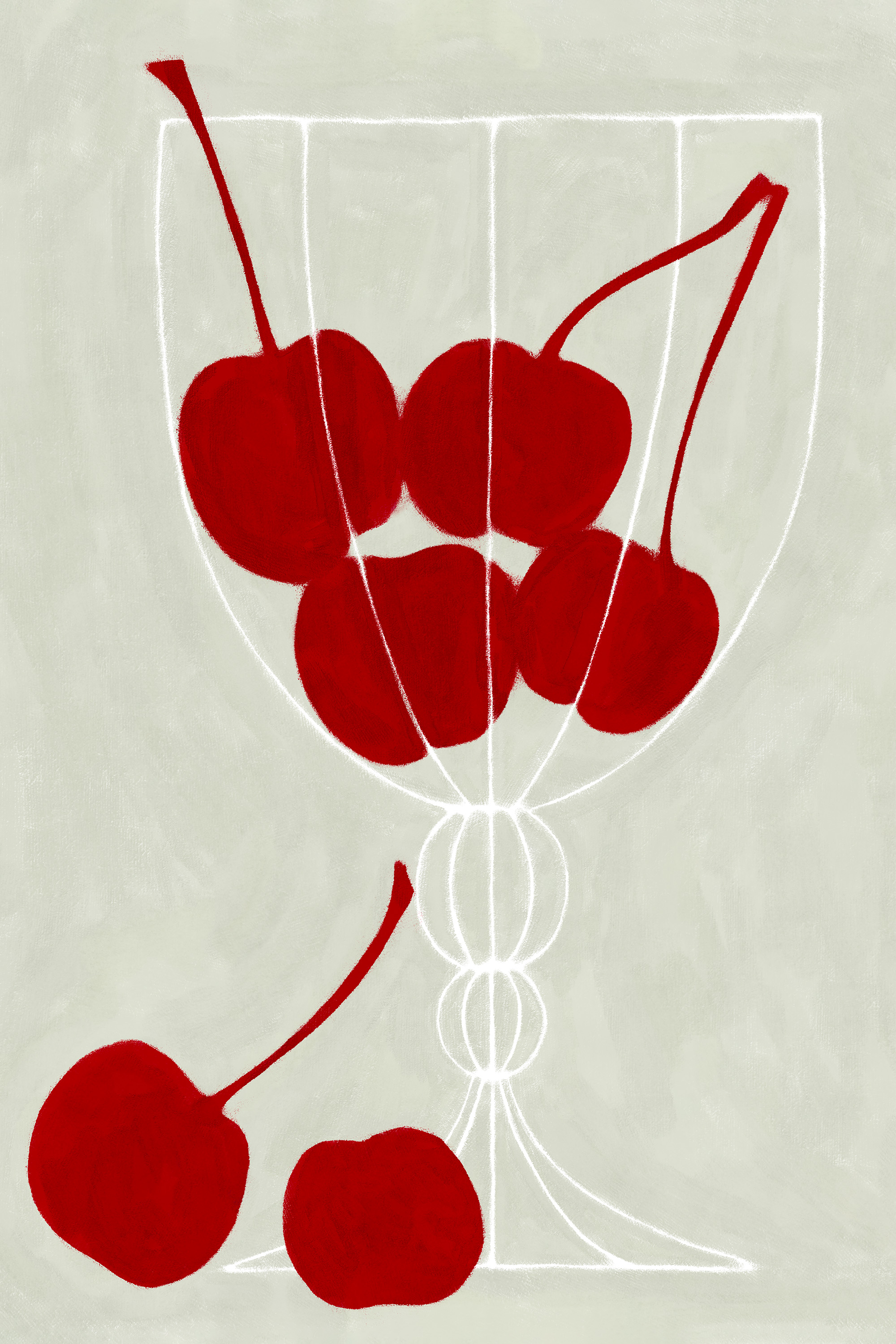 アクリル画 無題 105 『Cherries 』 Kit Agar - Cherries Print
