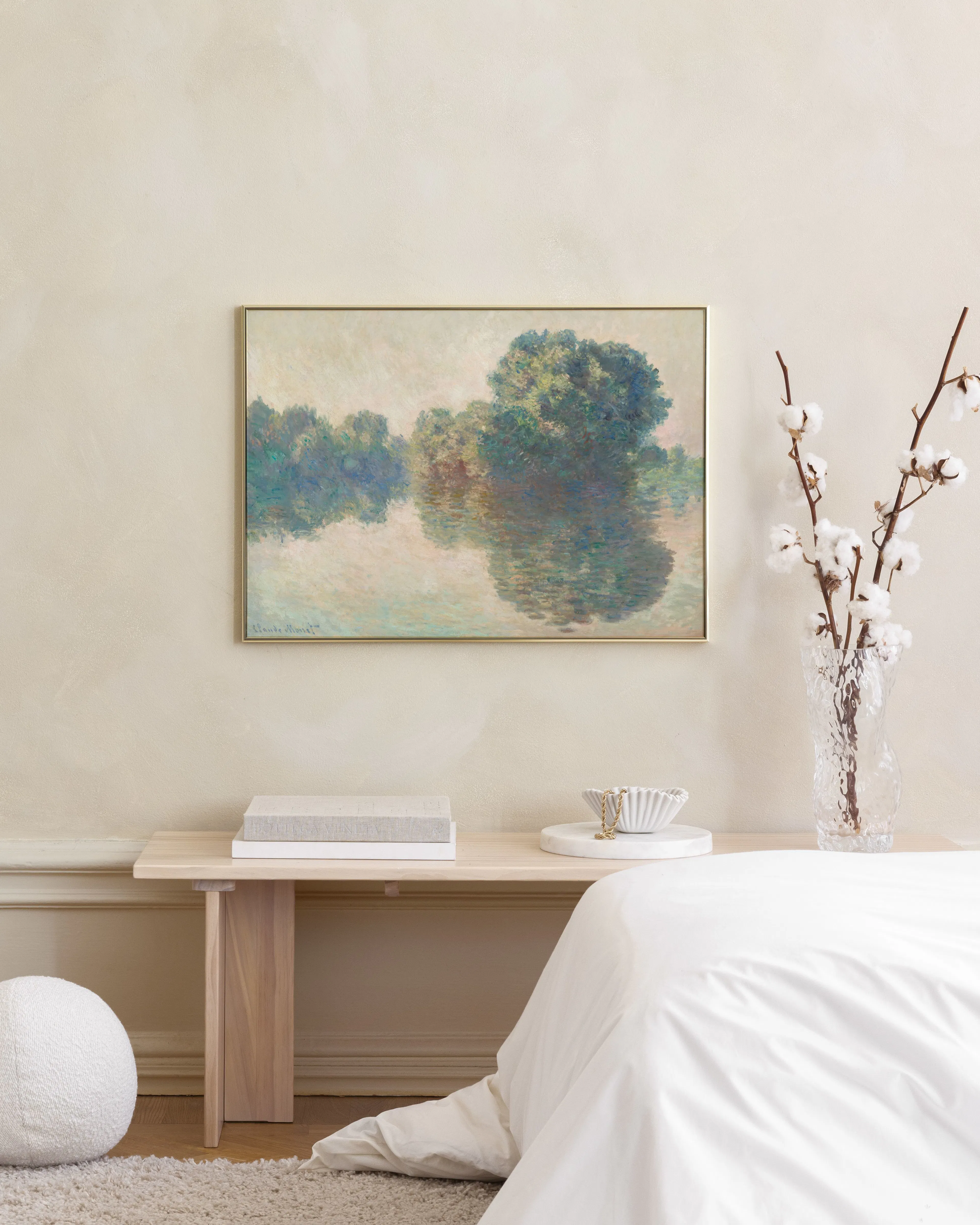 Monet - The Seine at Giverny Landscape, Impressionistisches Wandbild mit Pastellfarben