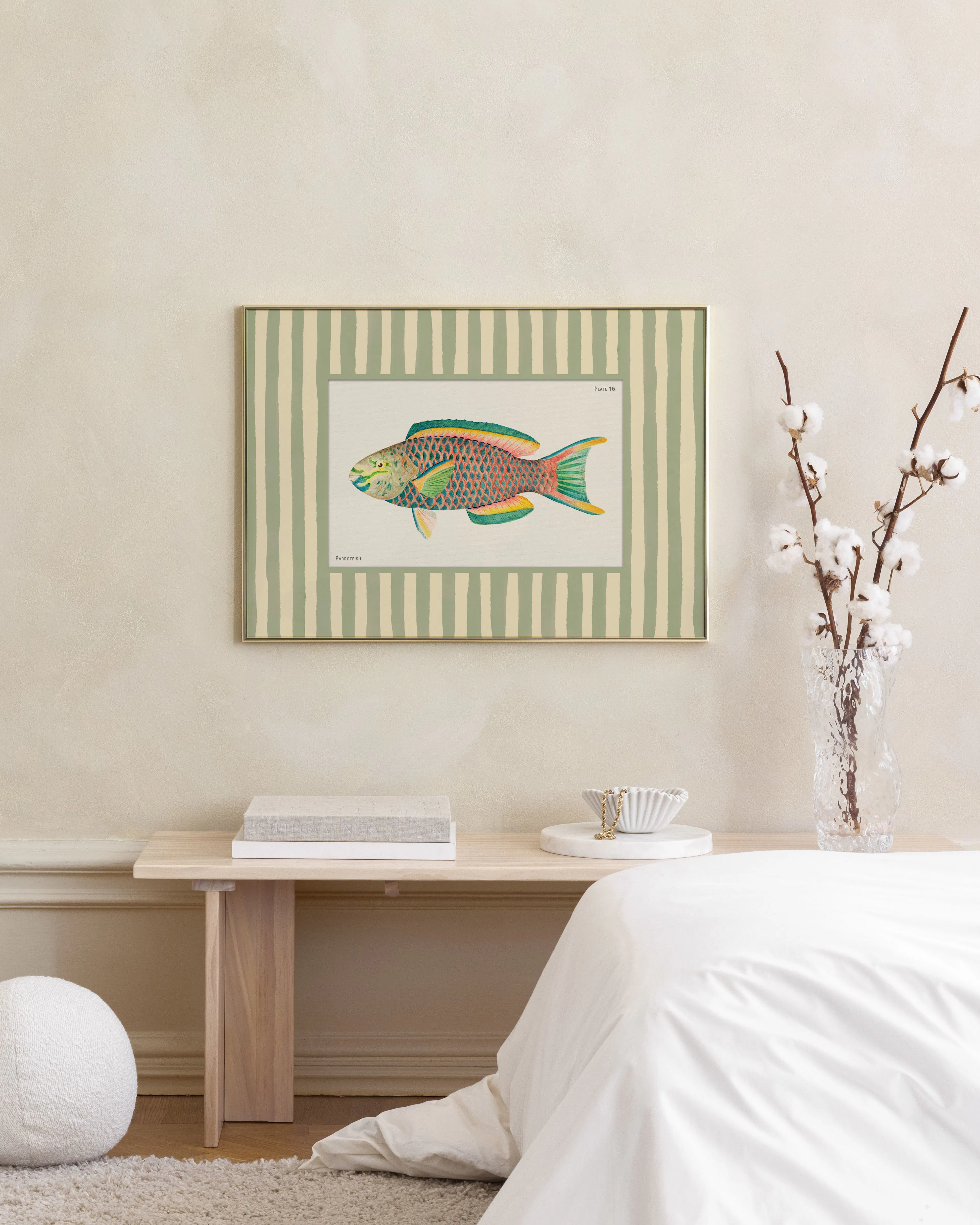 Vintage Parrotfish, 빈티지 화려한 앵무새 물고기 벽 아트