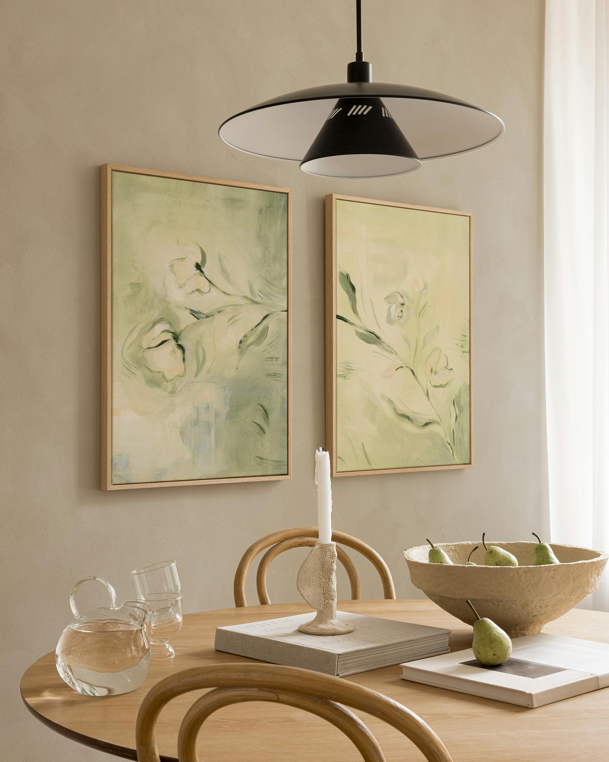 Fading Florals Canvas Duo (70x100 cm - Black Frame)