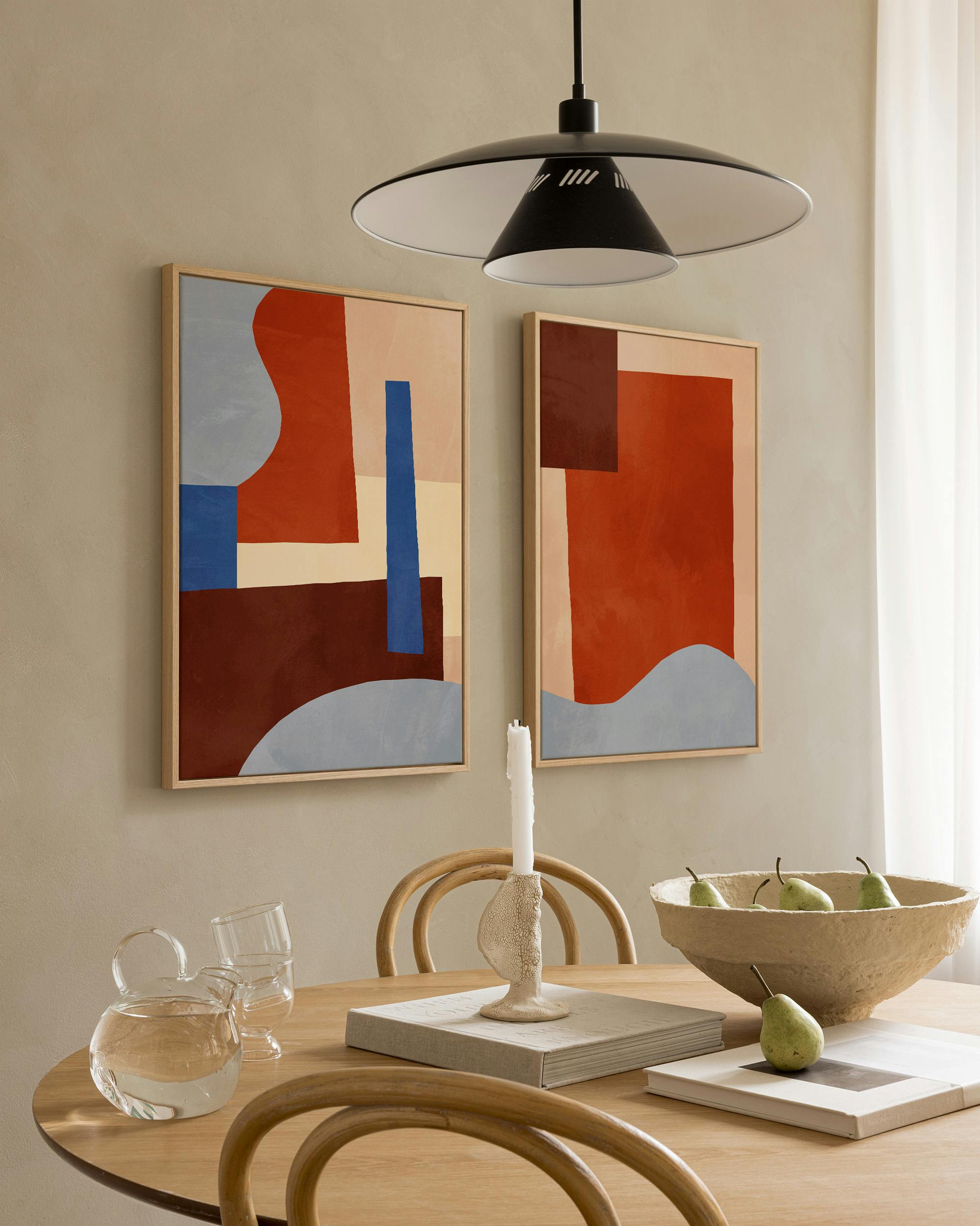 Canvas Prints Abstract Landscape Canvas Duo (50x70 cm - Oak Frame)