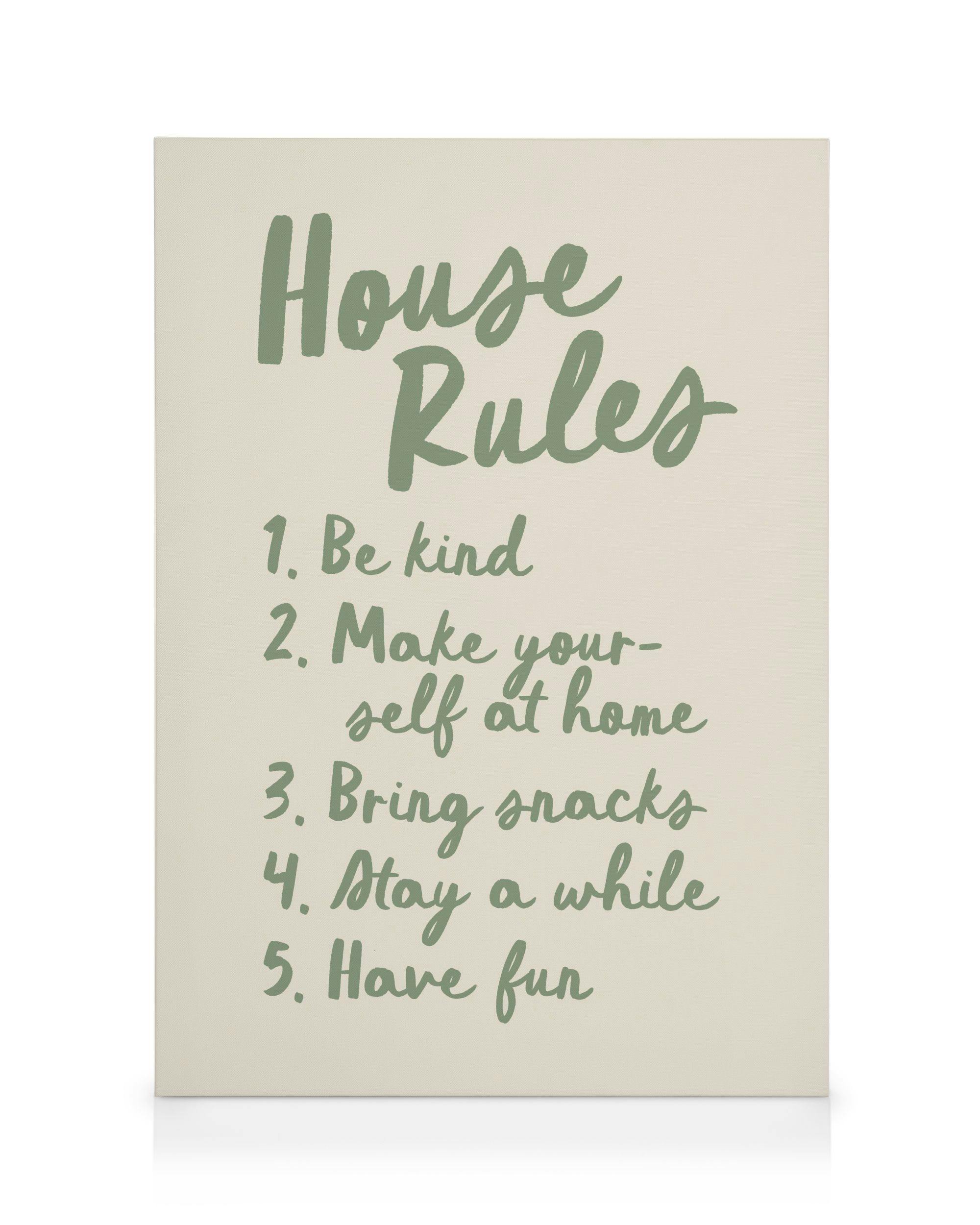 The House Rules Stampa su Tela (70x100 cm - Cornice in rovere)- Motivi con testo
