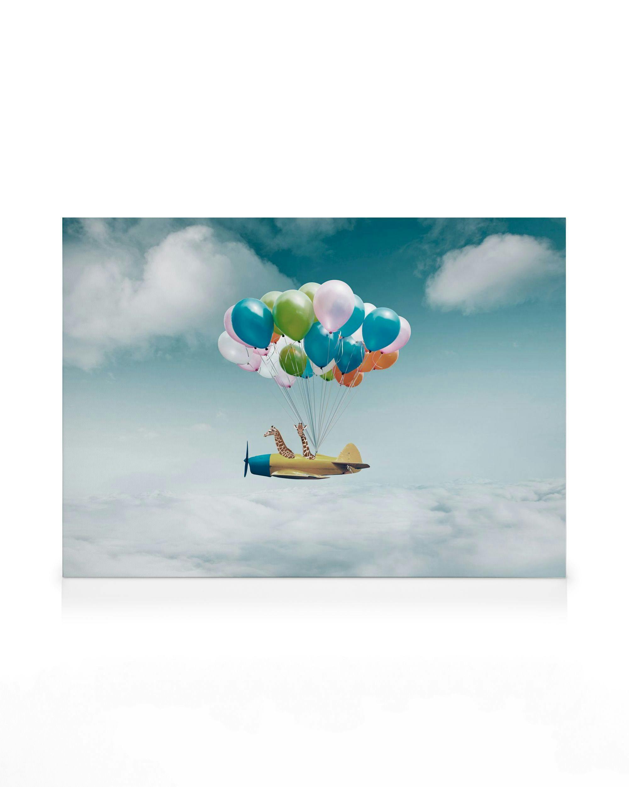 Leinwandbilder Airplane With Balloons Leinwandbild (30x40 cm - Holzrahmen schwarz)