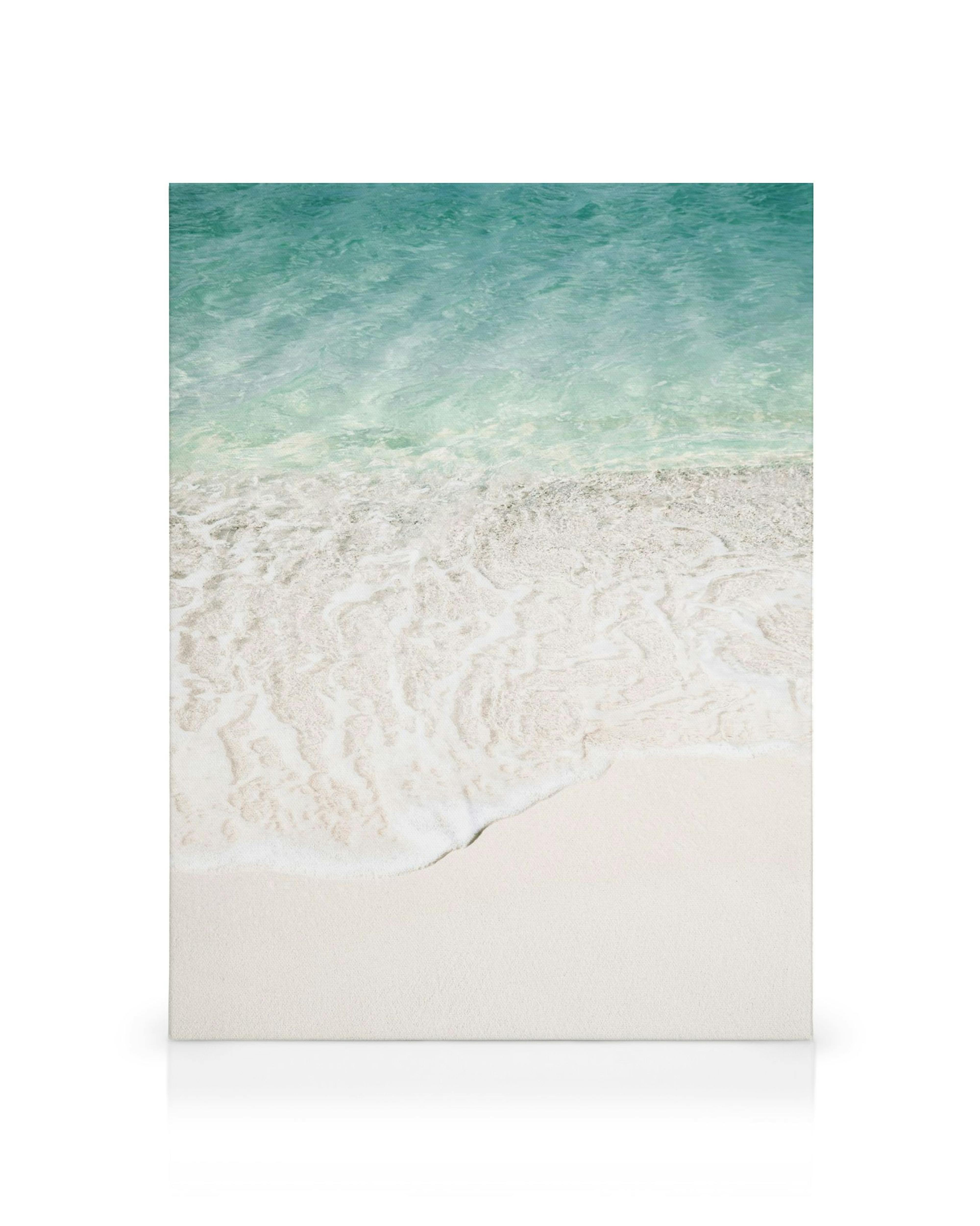 Ocean Touch canvas print featuring clear turquoise water meeting white sand with gentle waves
