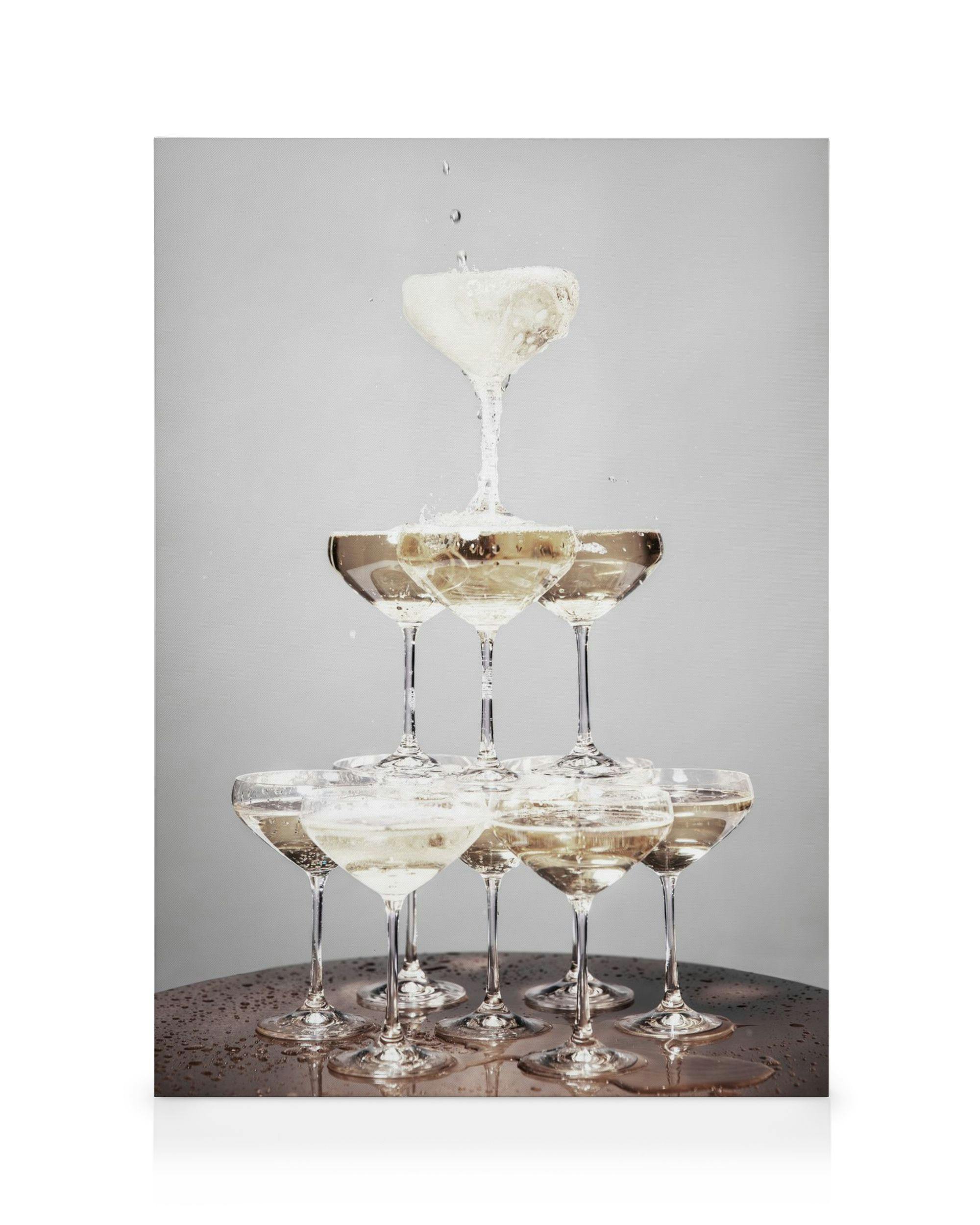 Champagne Pyramid Lienzo (30x40 cm - Marco de negro)