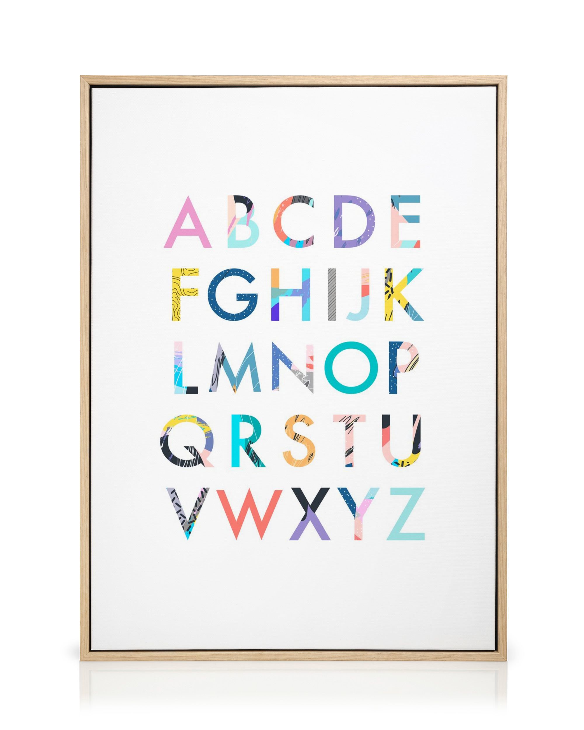 Wee Blue Coo Quadro Con Stampa Artistica ABC Lettere Colorate Per Bambini - Cornice 30x41 Cm, Prodotto In Scozia