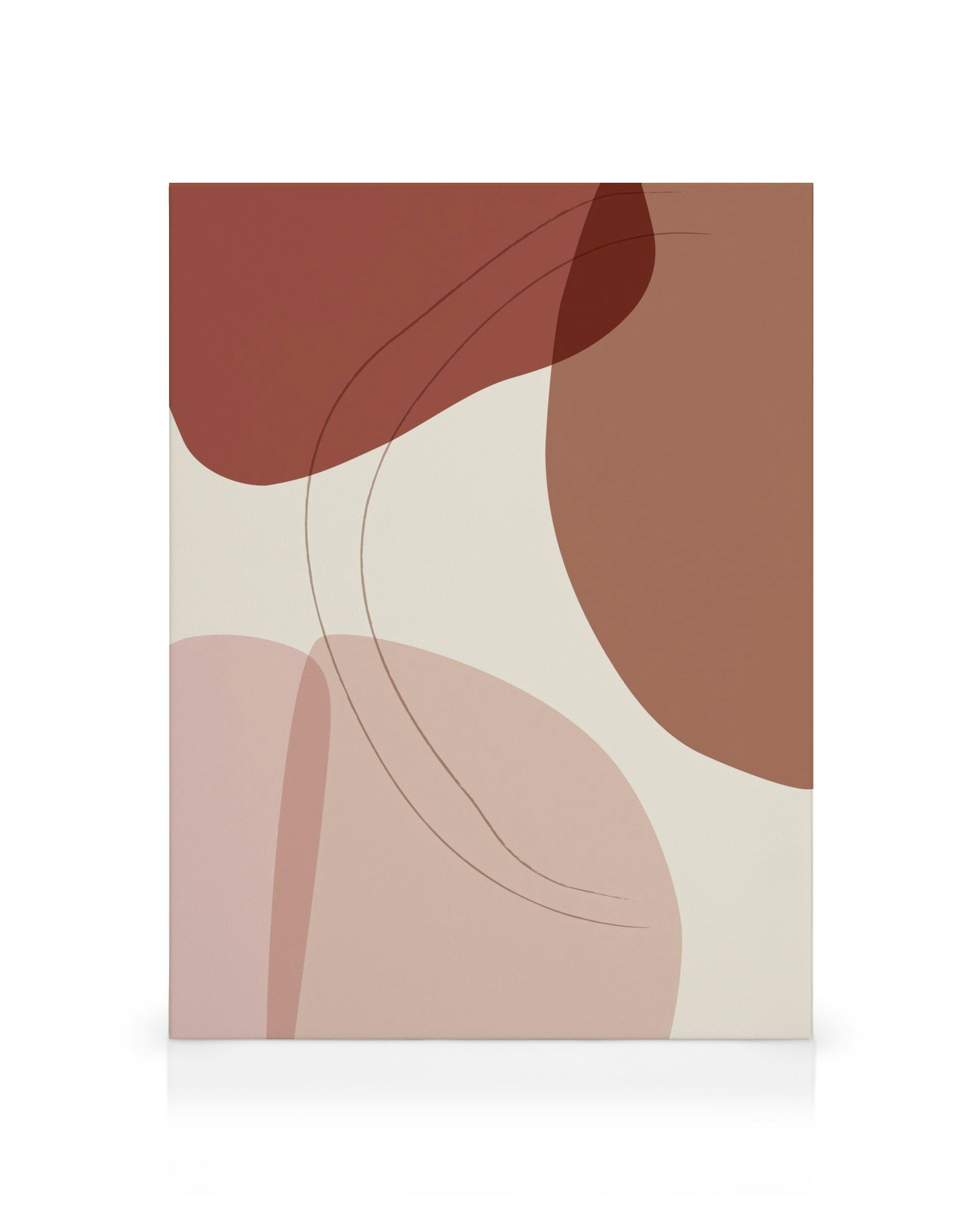 Grafische Formen und Linien in Terrakotta, Beige und Rosa auf Leinwandbild.