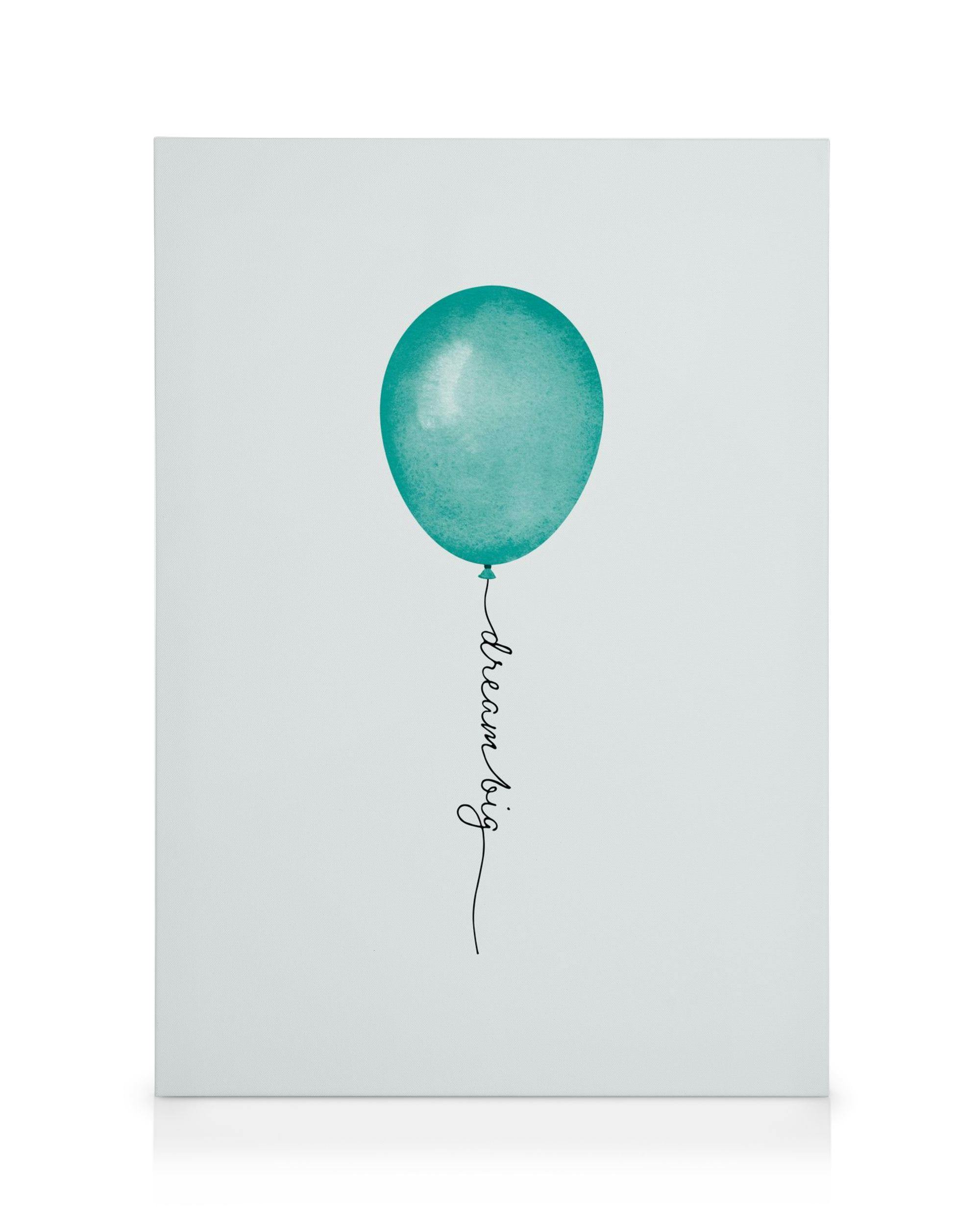 Καμβάς με τυρκουάζ μπαλόνι και τη φράση dream big