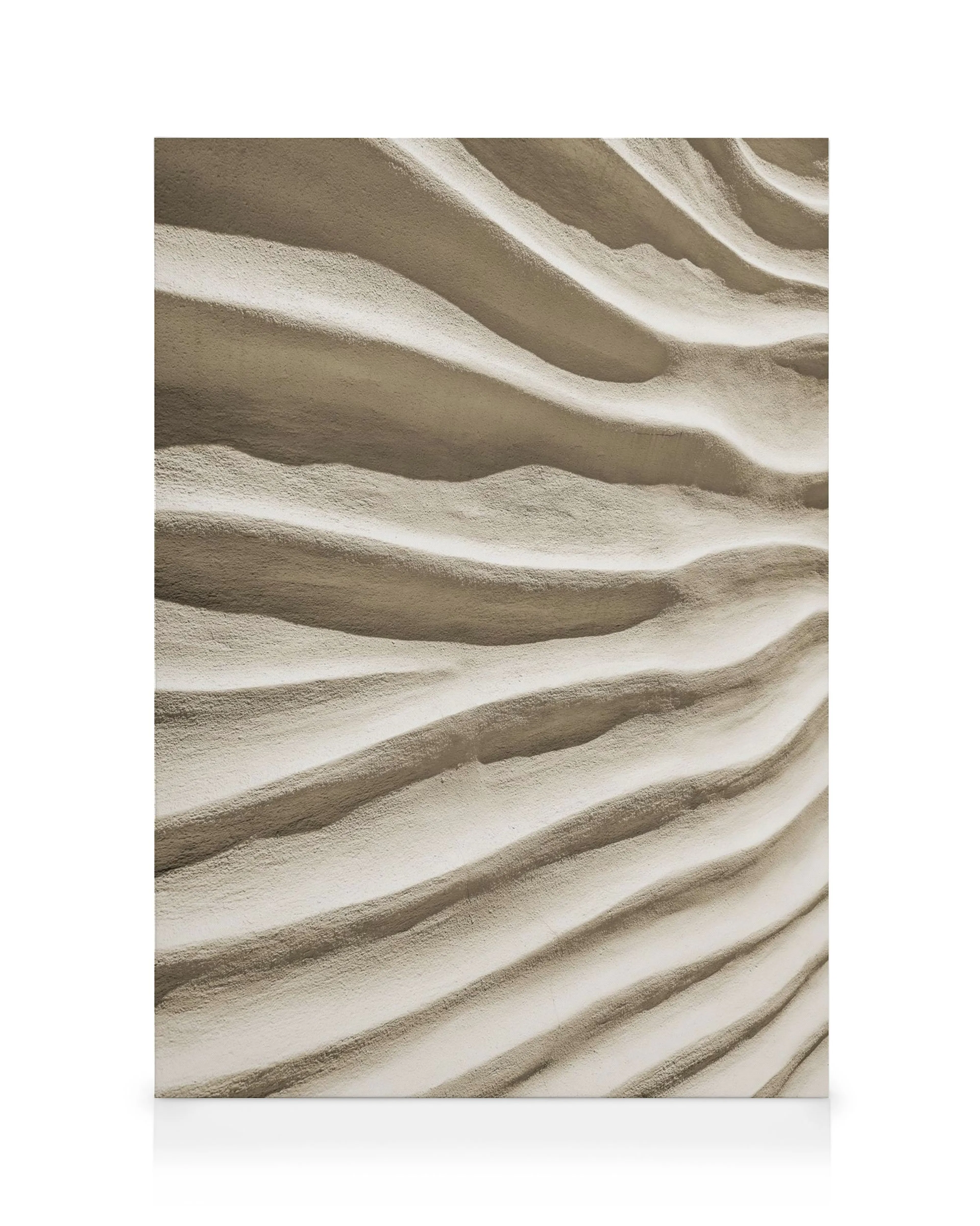 Zandtextuur canvas met abstracte, golvende lijnen in beige tinten, ideaal voor wanddecoratie.