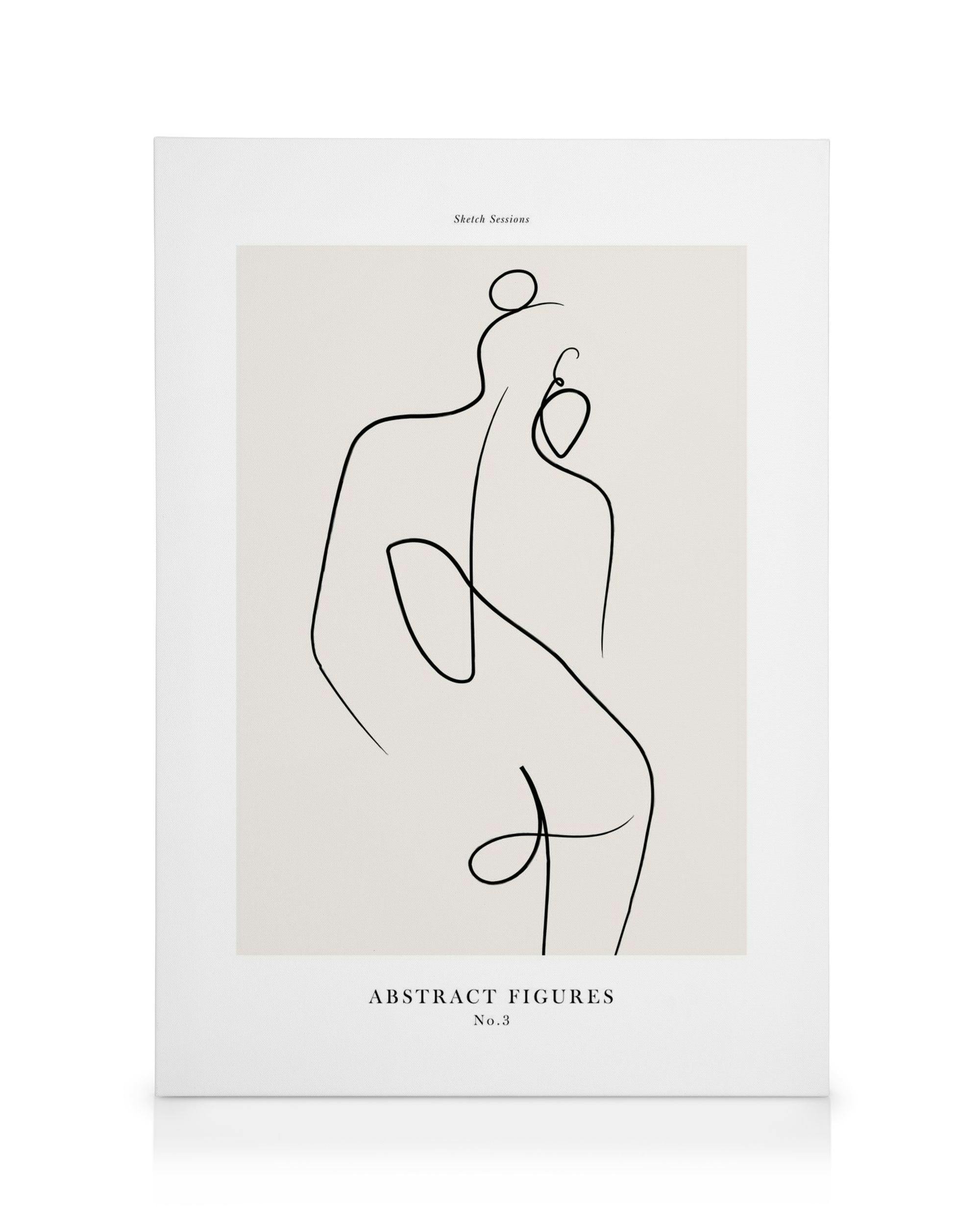 Abstract Figures No.3 canvas print, black line art of a human figure on a beige background.