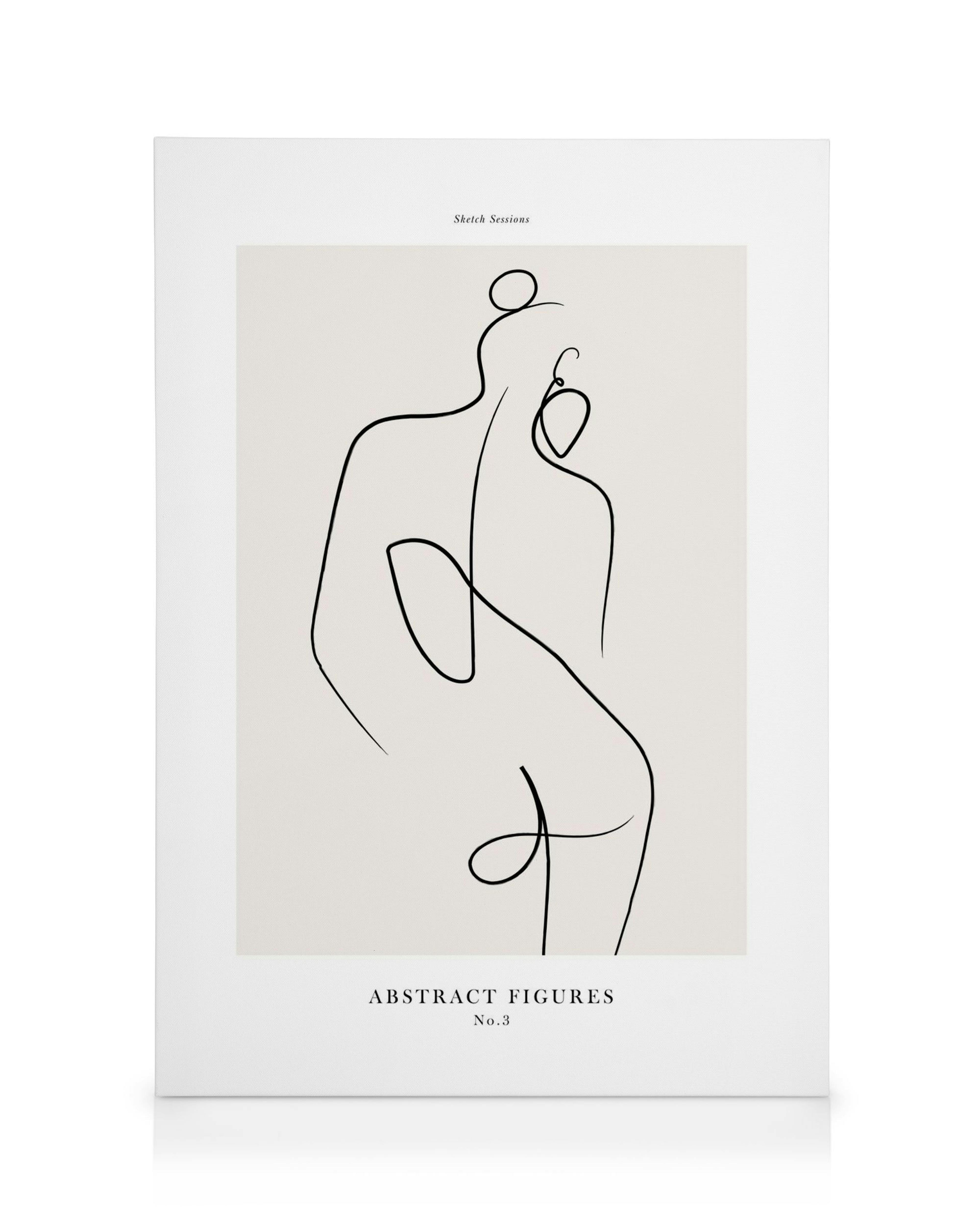 Abstract Figures No.3 canvas print, black line art of a human figure on a beige background.