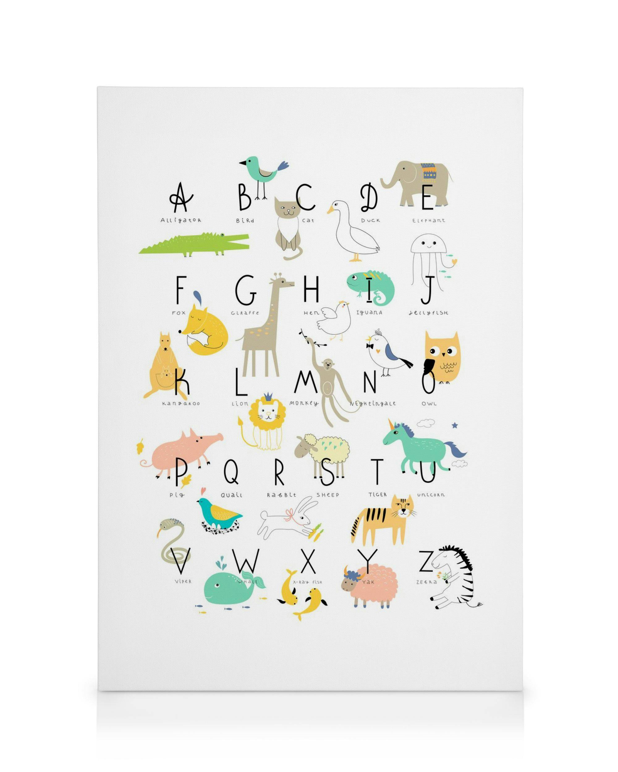 Animal Alphabet Lienzo (50x70 cm - Marco de roble)