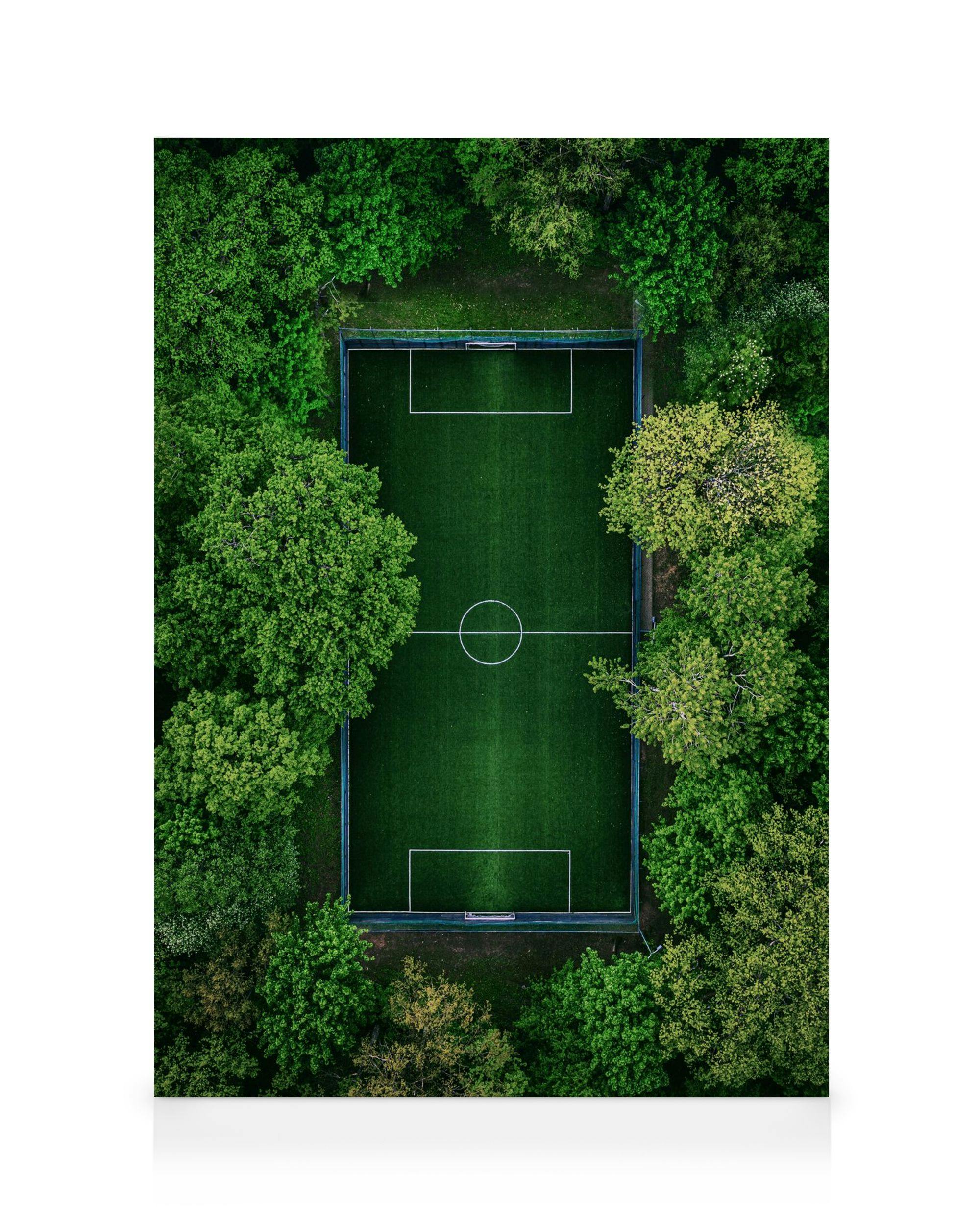 Green Soccer Pitch Lienzo (50x70 cm - Marco de negro)