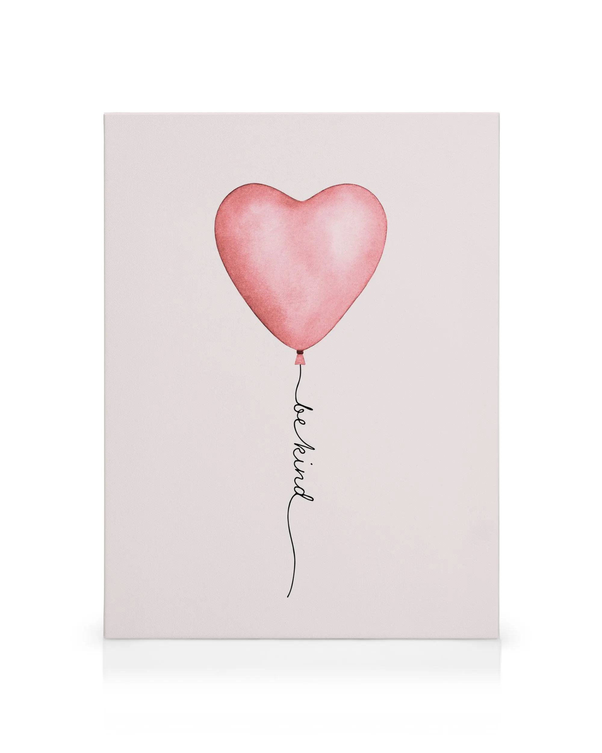 Be Kind Ballon Leinwandbild, rosa Herzballon mit be kind Schriftzug