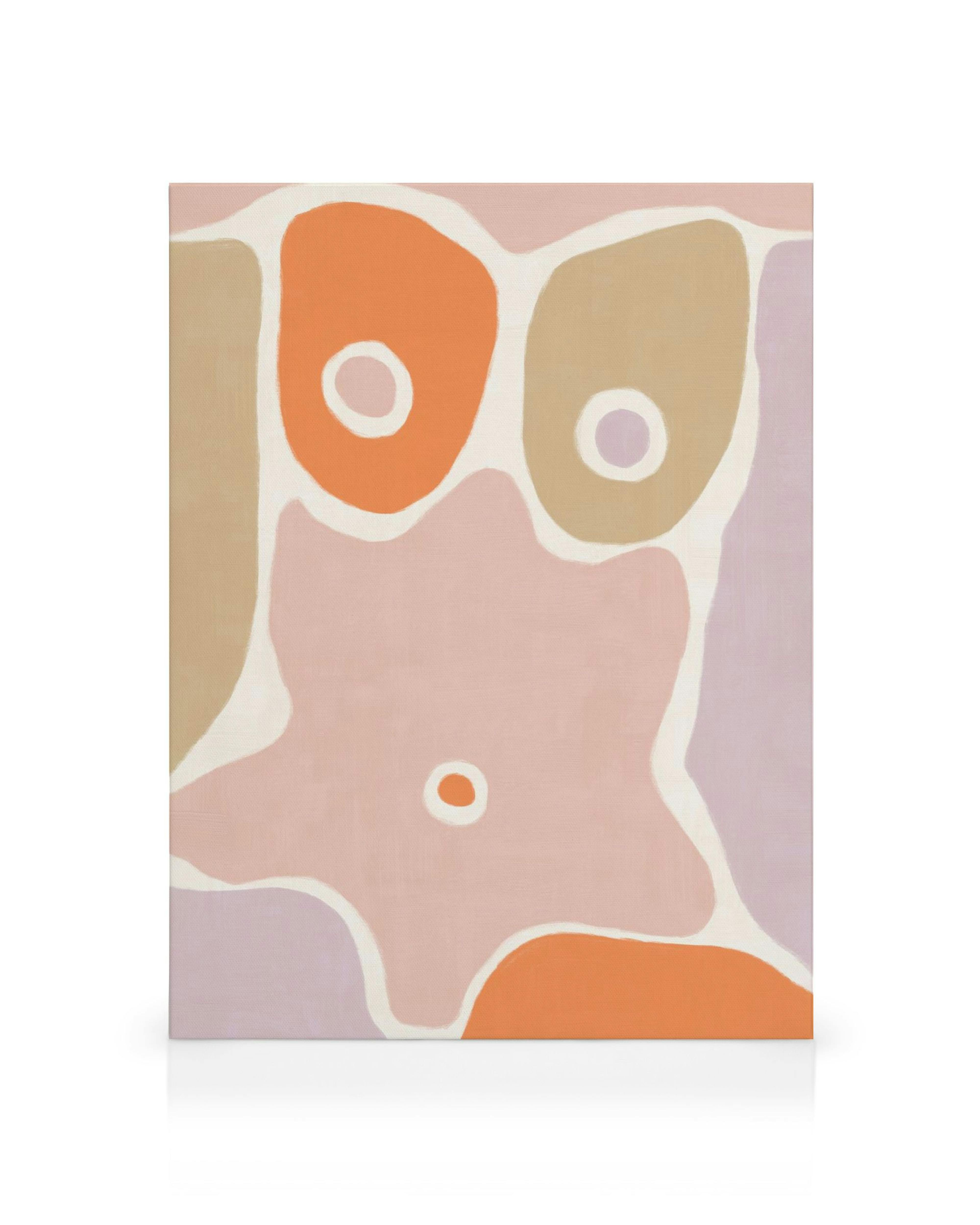 Leinwandbild Body of Work mit abstrakten Formen in Pfirsich, Beige, Rosa und Lavendel, die einen weiblichen Körper andeuten.