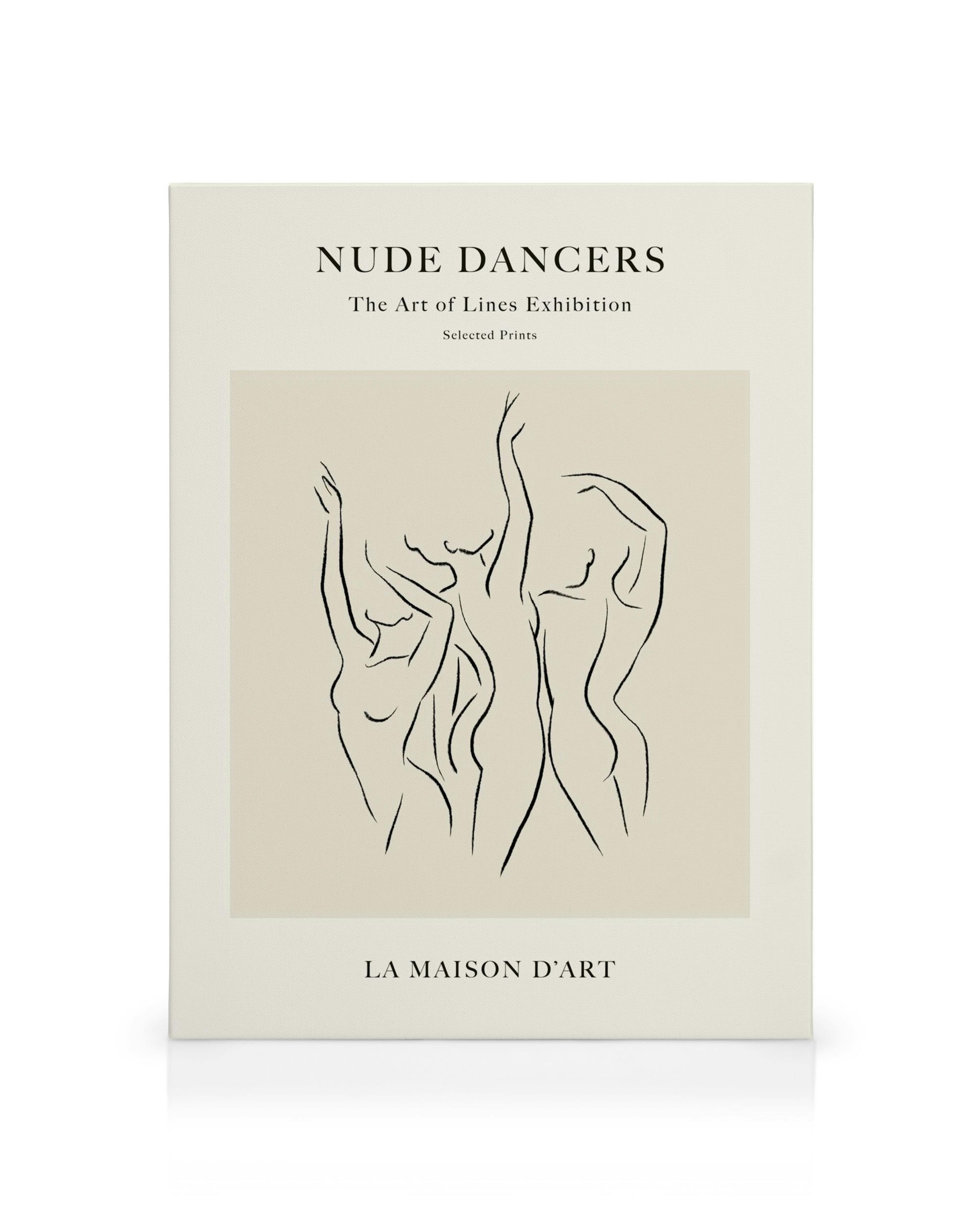 Abstraktní kresba tří ženských těl v pohybu, minimalistický design v černé barvě na světlém pozadí.