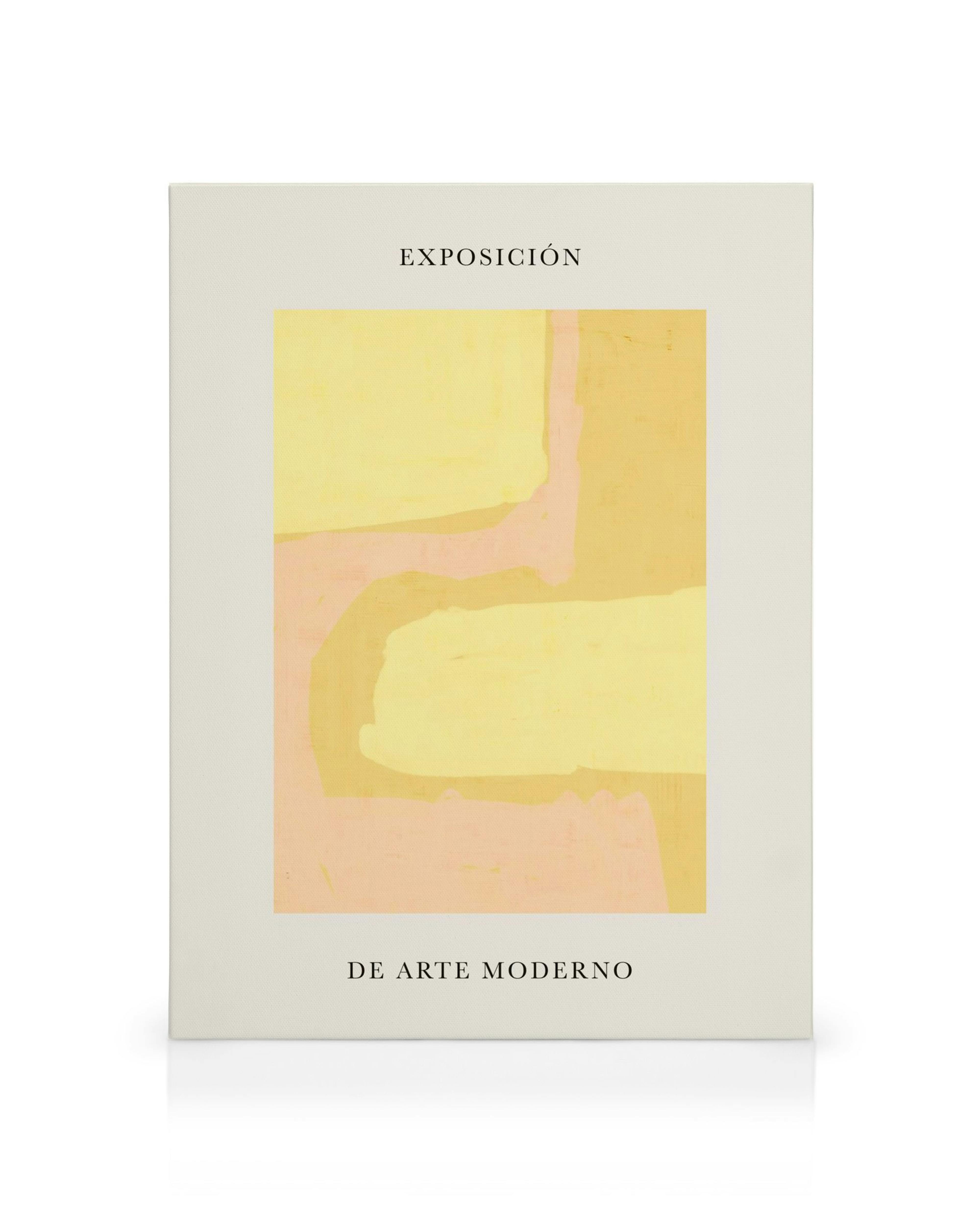 Plátno Exposición No3 s abstraktními obdélníky v pastelových žlutých a broskvových tónech