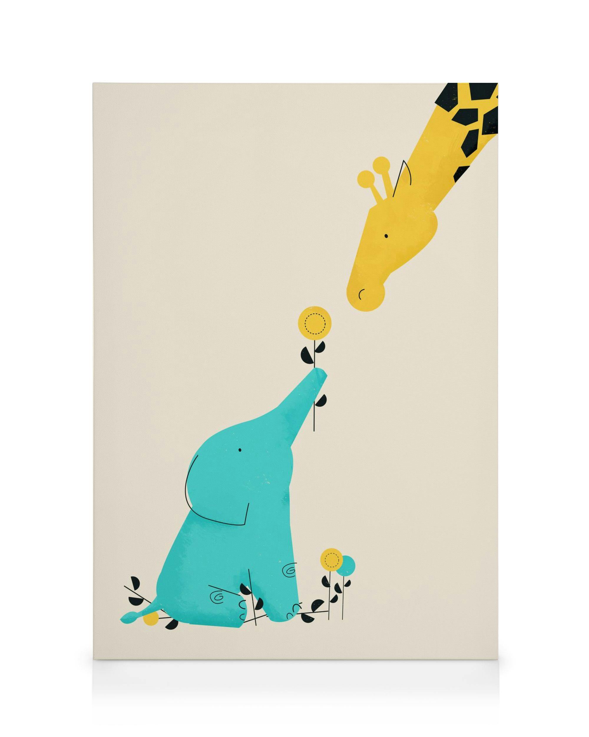 Canvas Prints Baby Elephant Canvas print (50x70 cm - Oak Frame)