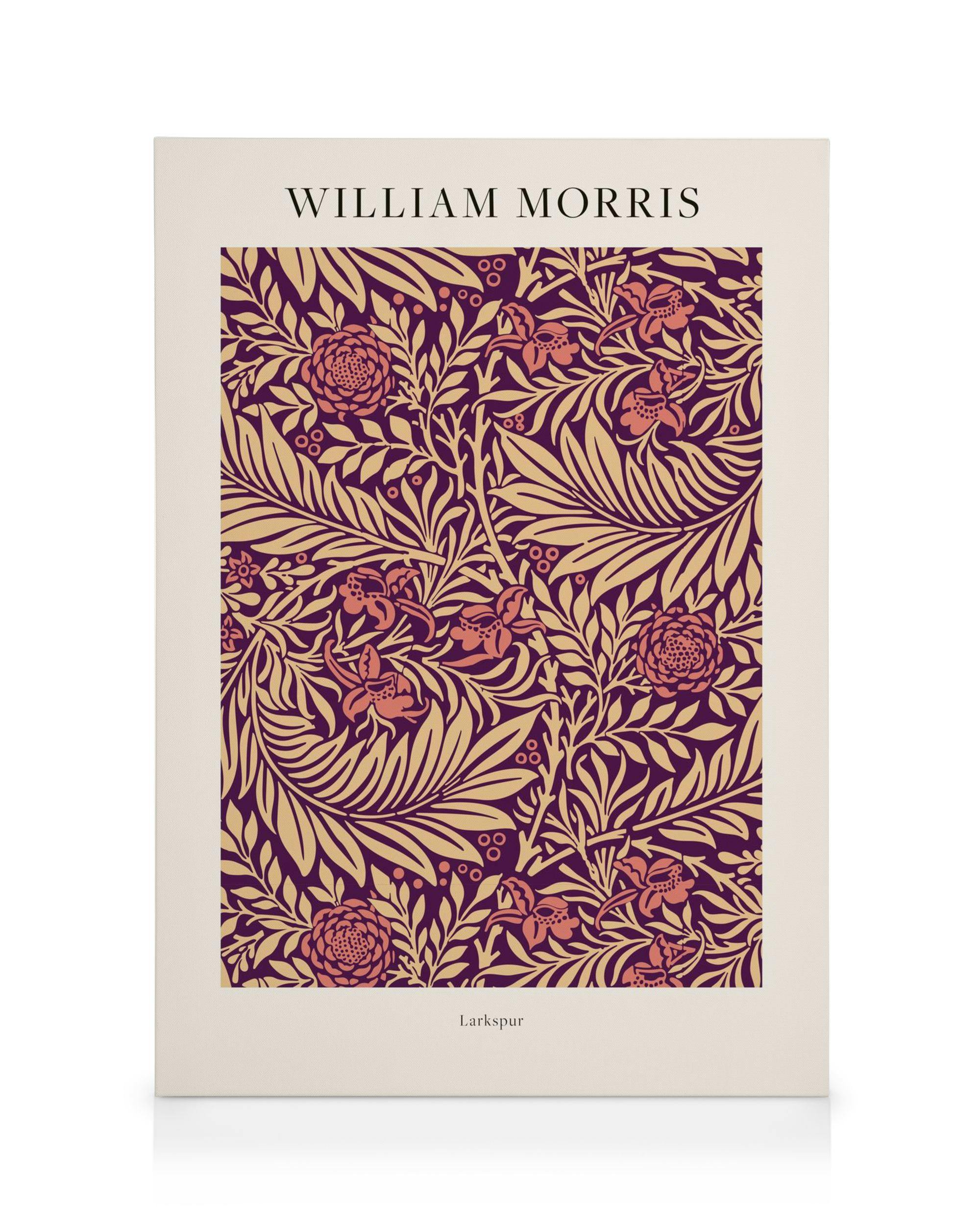 William Morris - Larkspur No2 Tableau sur toile (50x70 cm - Cadre noir) - Fleurs par Desenio