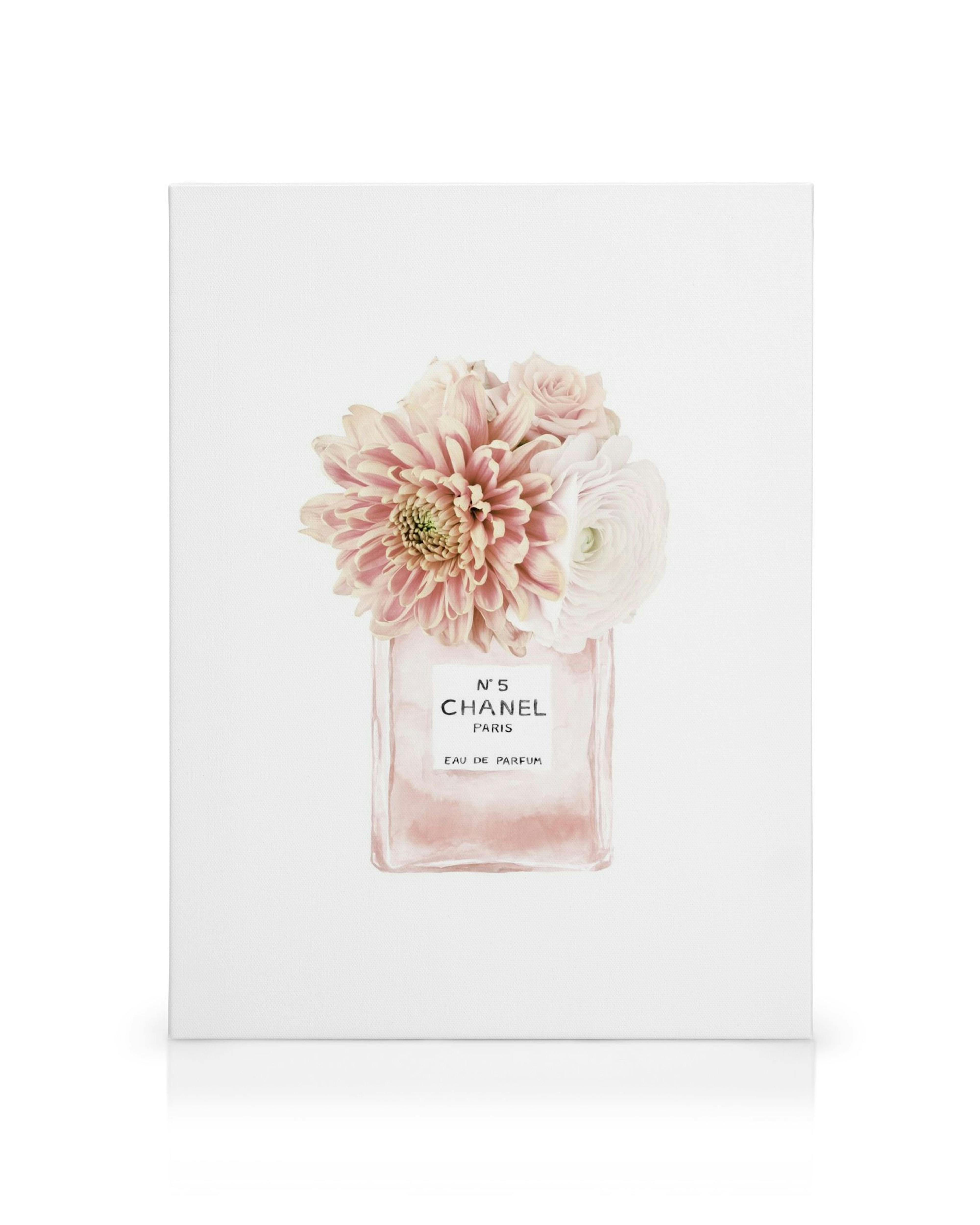 Toile parfum fleur blanche rose et rouge sur fond blanc