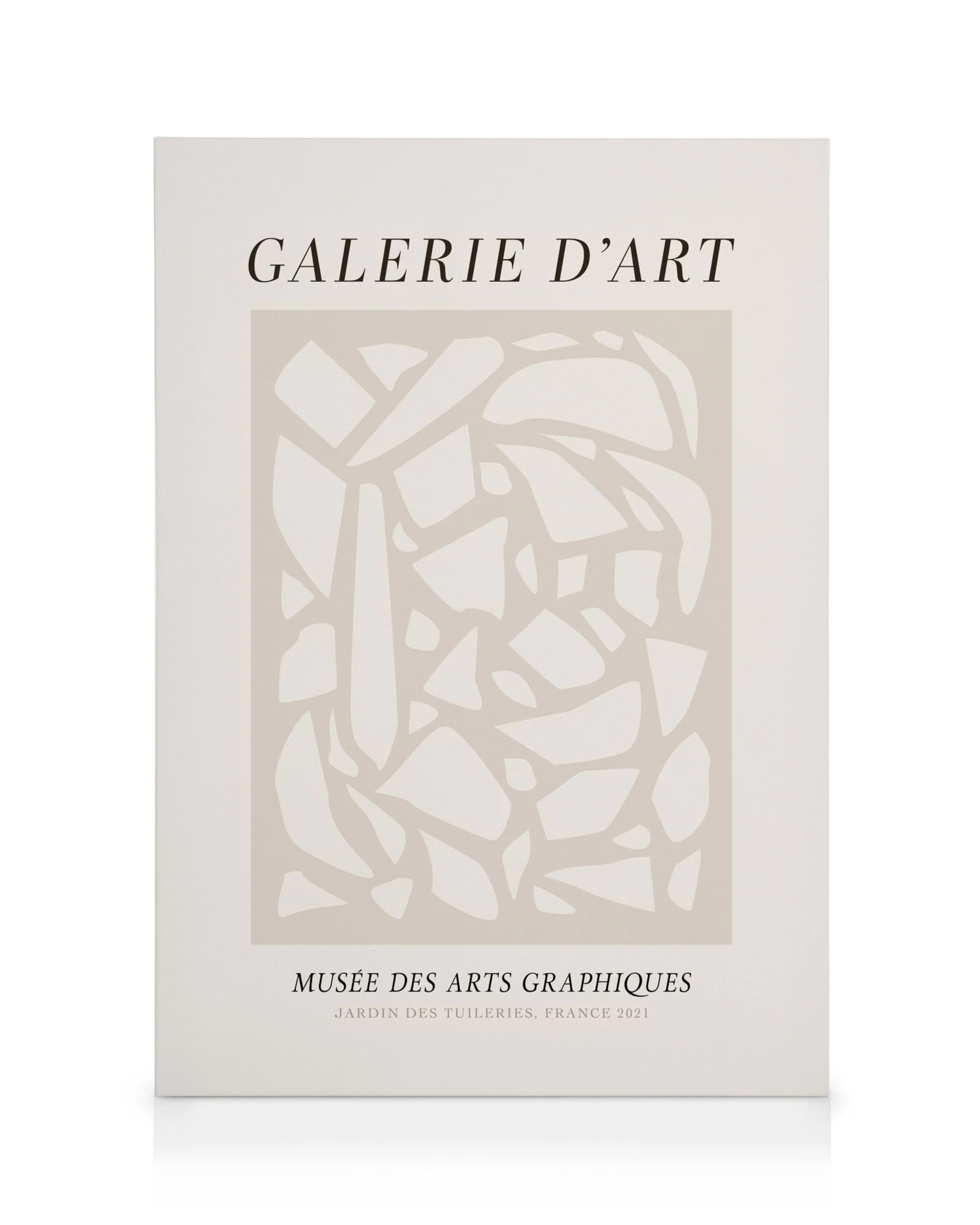 Galerie Dart No1 canvas print, abstract geometric design in light grey and cream, with French text.