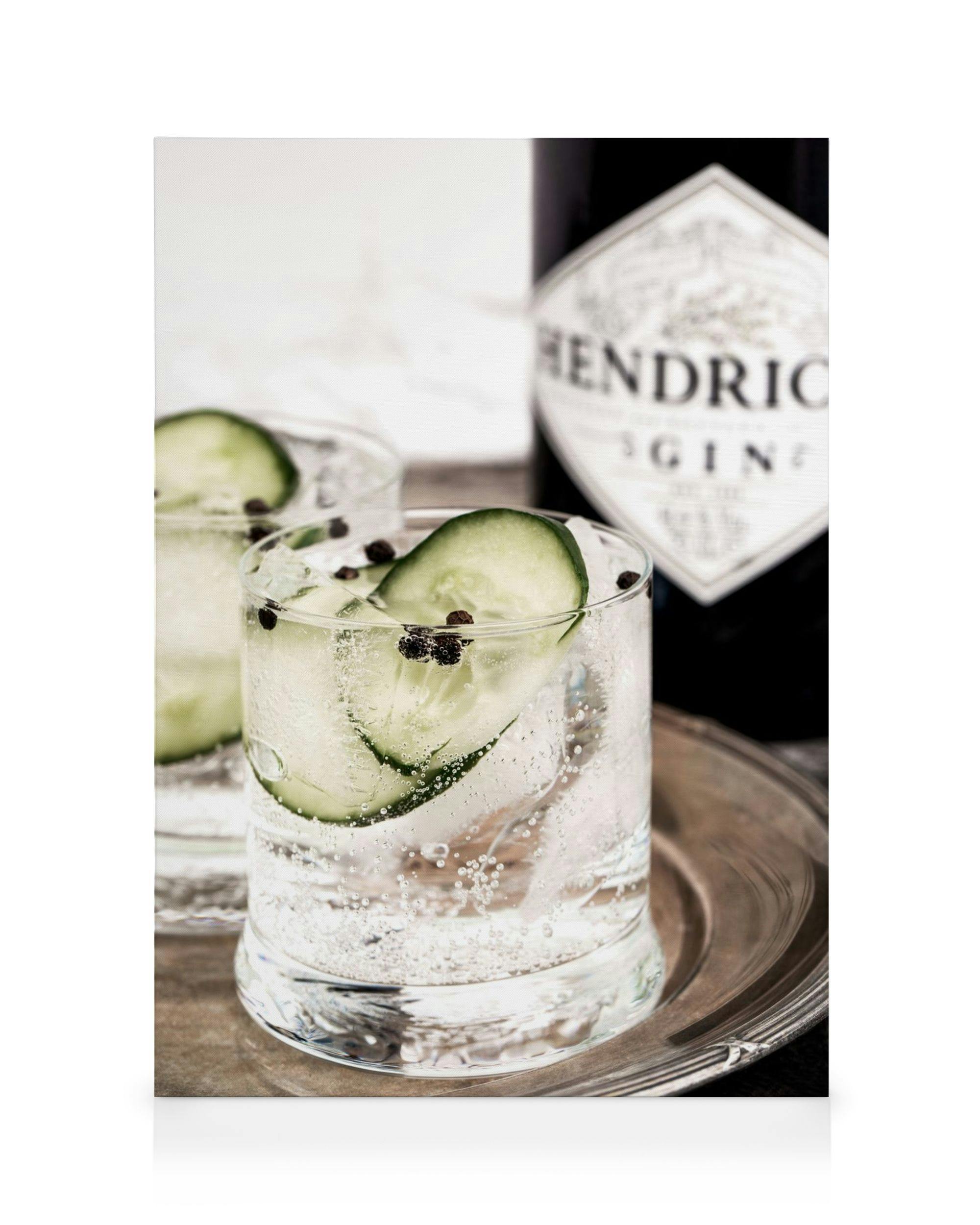 Telas decorativas Gin & Tonic Drink Tela (30x40 cm - Moldura Preta)