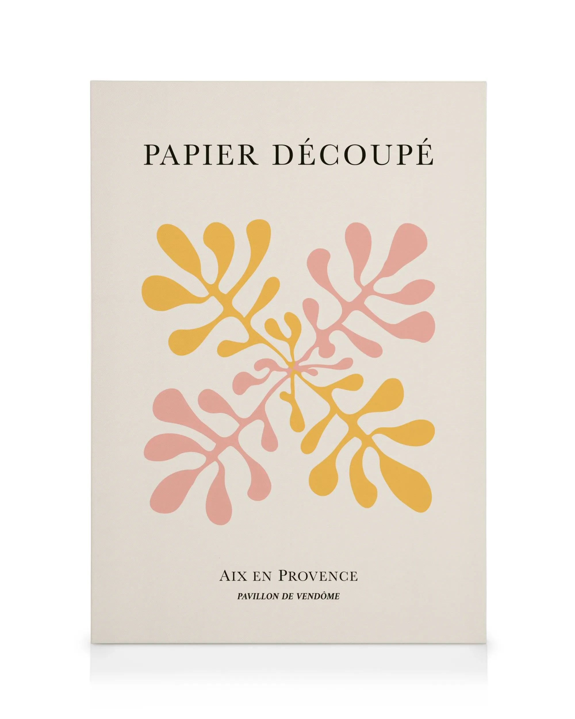 Κάμβας Papier Decoupe No1 με αφηρημένα οργανικά σχήματα σε ροζ και κίτρινες αποχρώσεις.