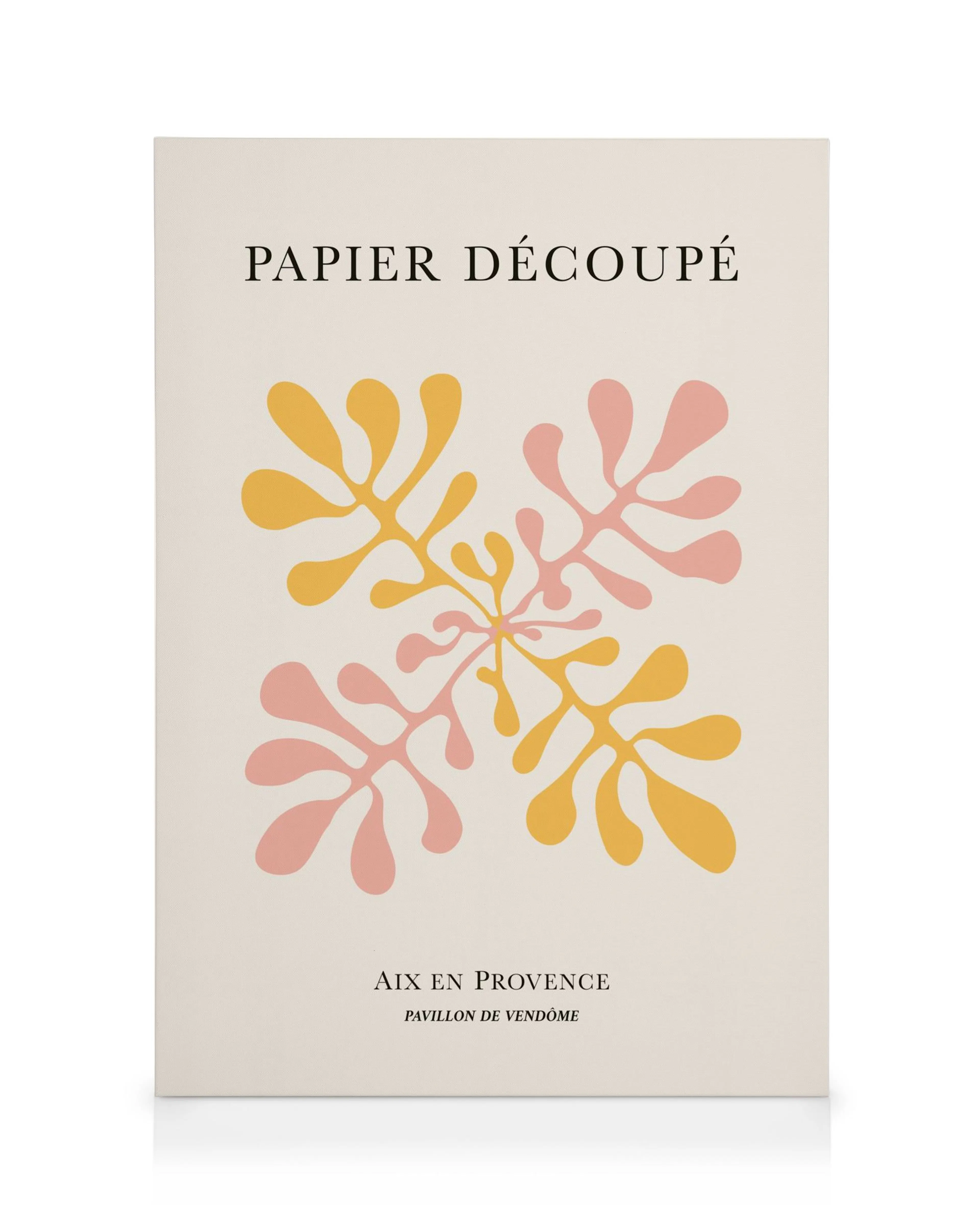 Κάμβας Papier Decoupe No1 με αφηρημένα οργανικά σχήματα σε ροζ και κίτρινες αποχρώσεις.