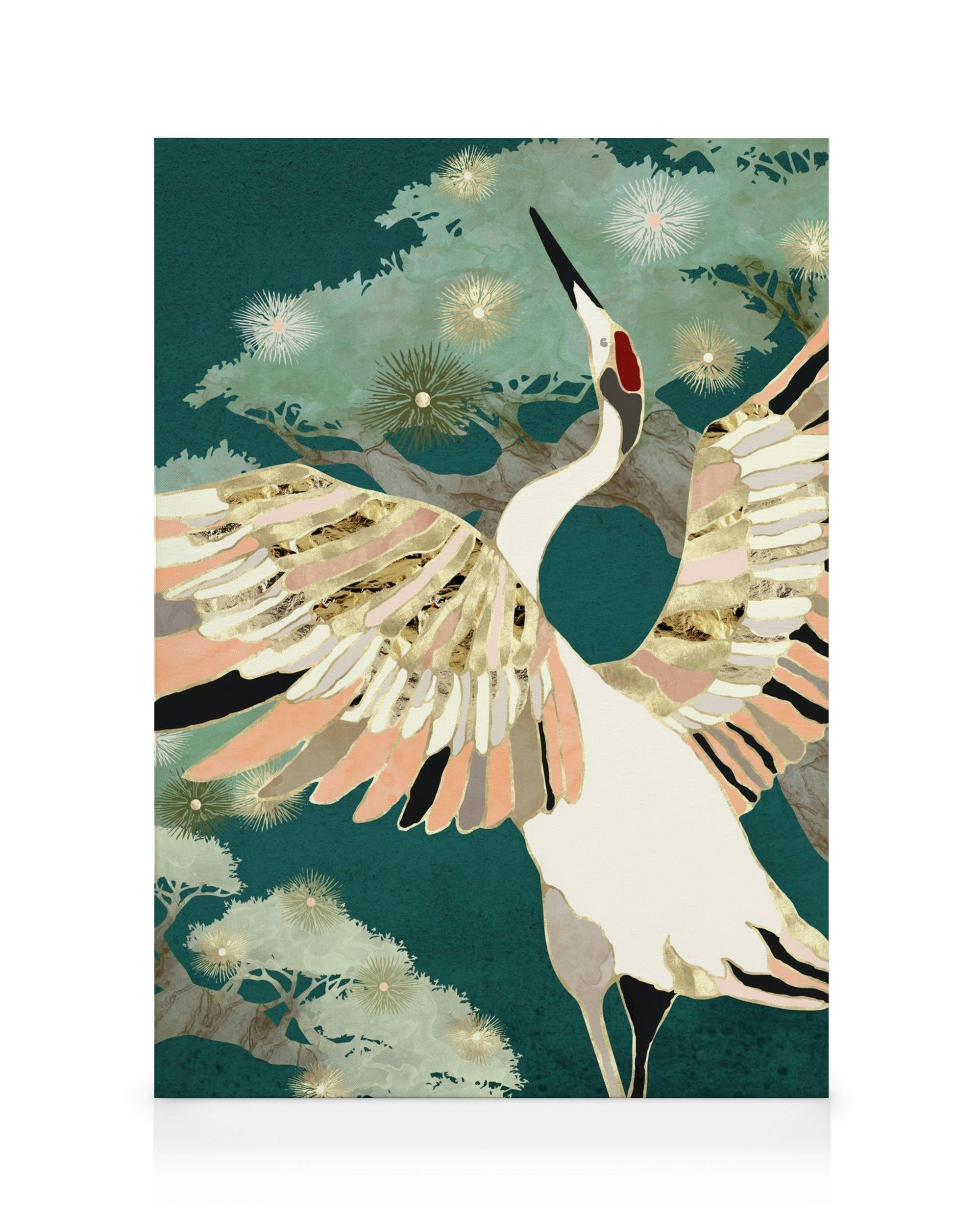 Canvas Prints SpaceFrog Designs - Golden Crane Canvas print (30x40 cm - Oak Frame)