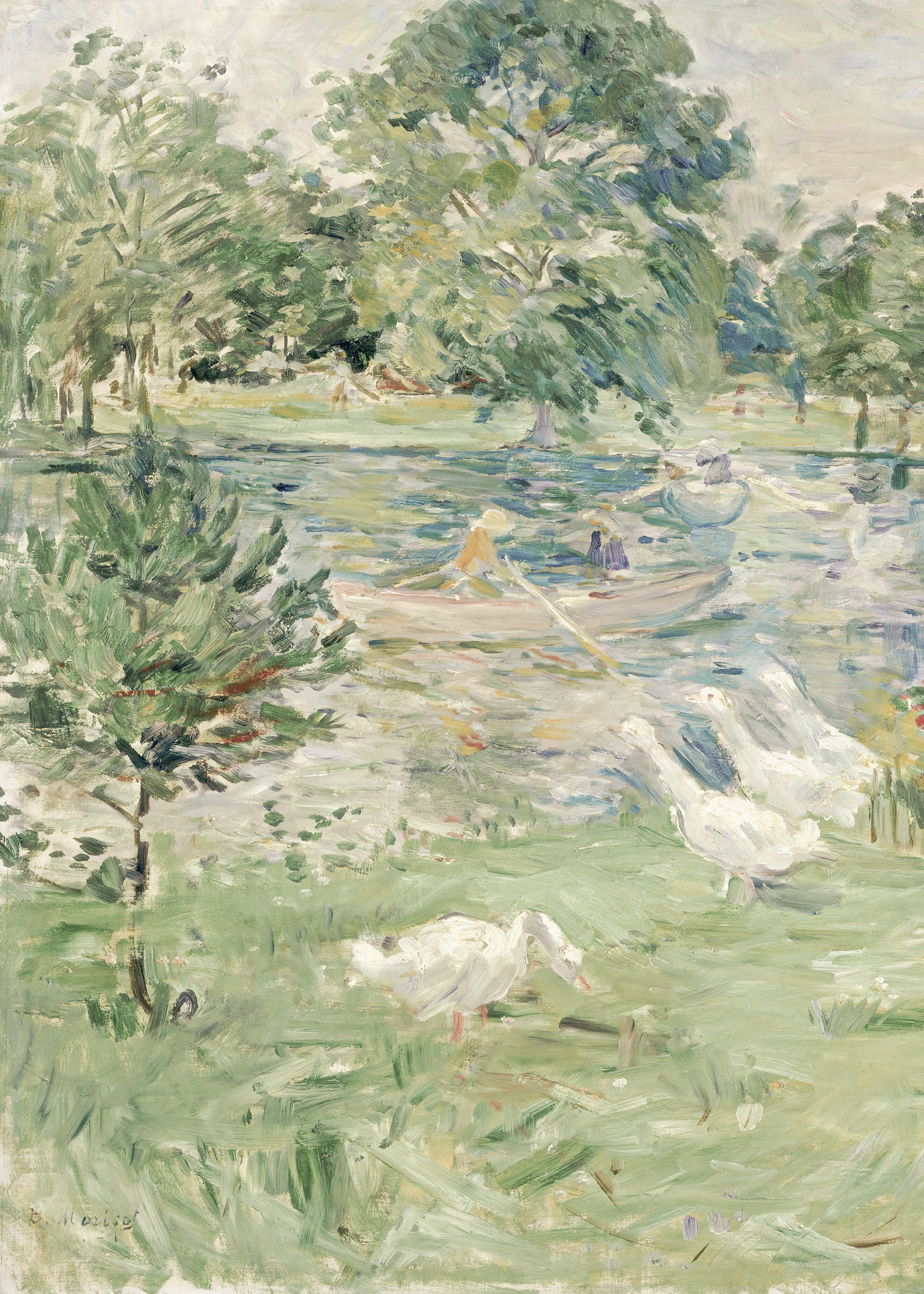 Berthe Morisot - Girl in a Boat with Geese Print 0