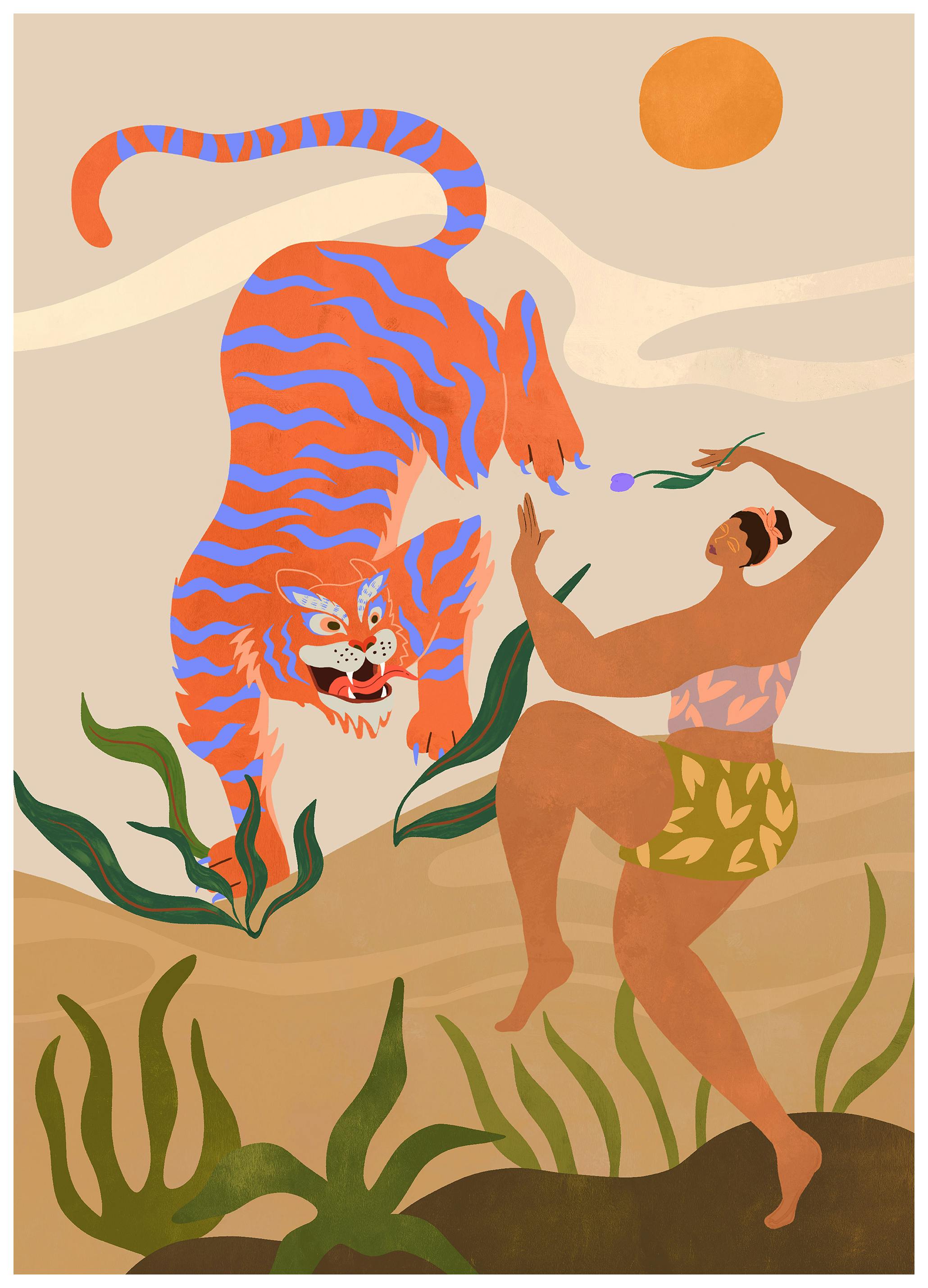 Arty Guava - Lay Hoon - Dance With Tiger Print (30x40 cm)