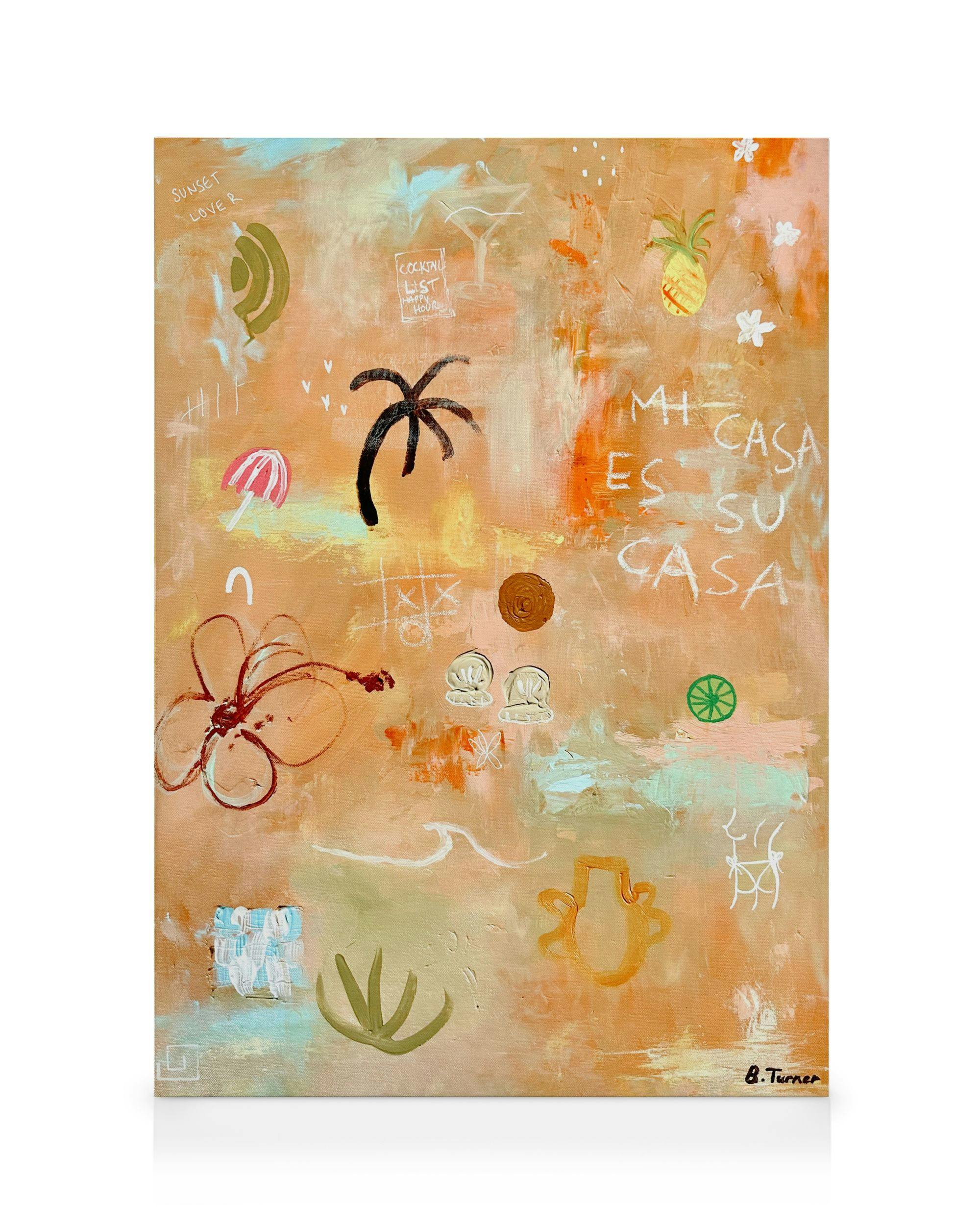 Canvas Schilderijen Britney Turner - La Tropica Canvas (50x70 cm - Donker Eiken Lijst)