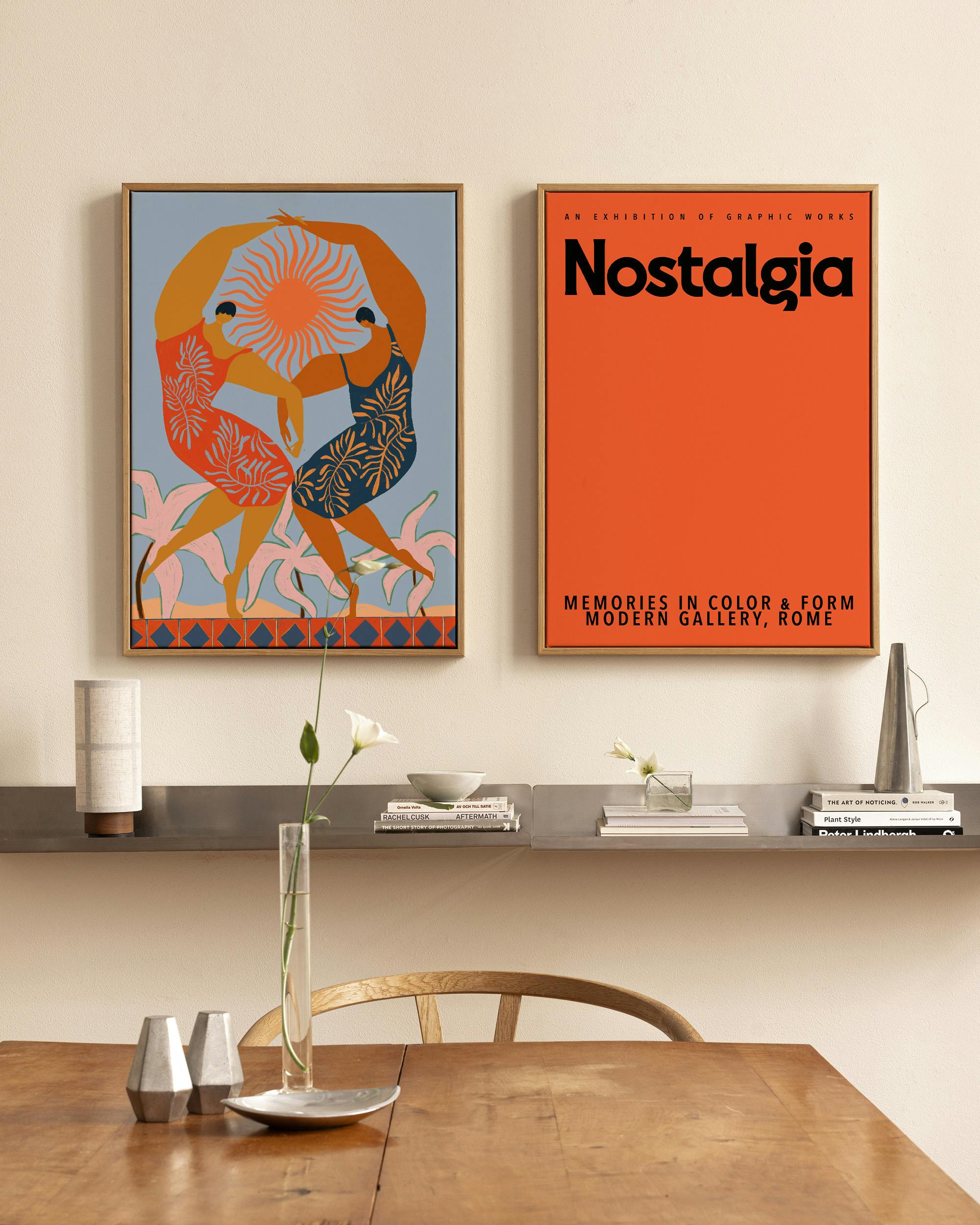 Nostalgic Sisters Canvas Duo (50x70 cm - Oak Frame)