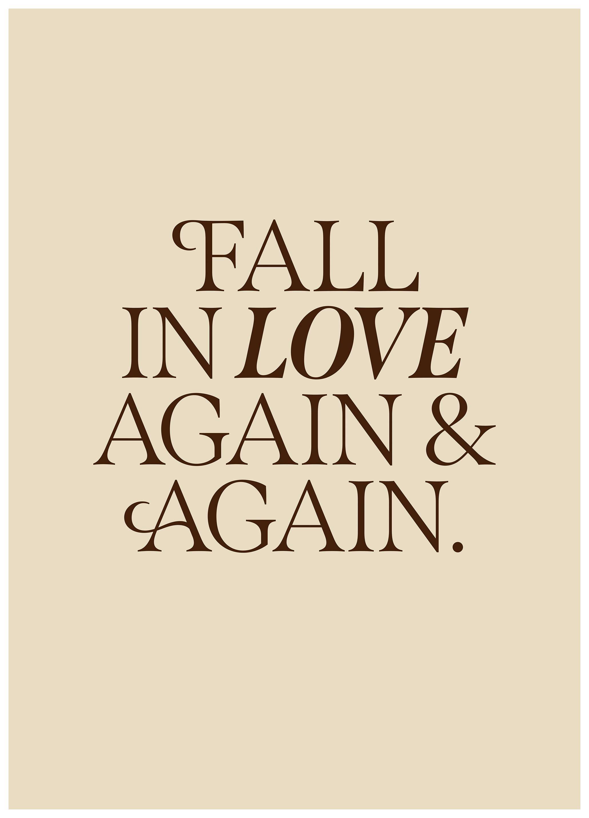 Fall in Love Again Affiche (13x18 cm) - Affiches typographiques et citations par Desenio