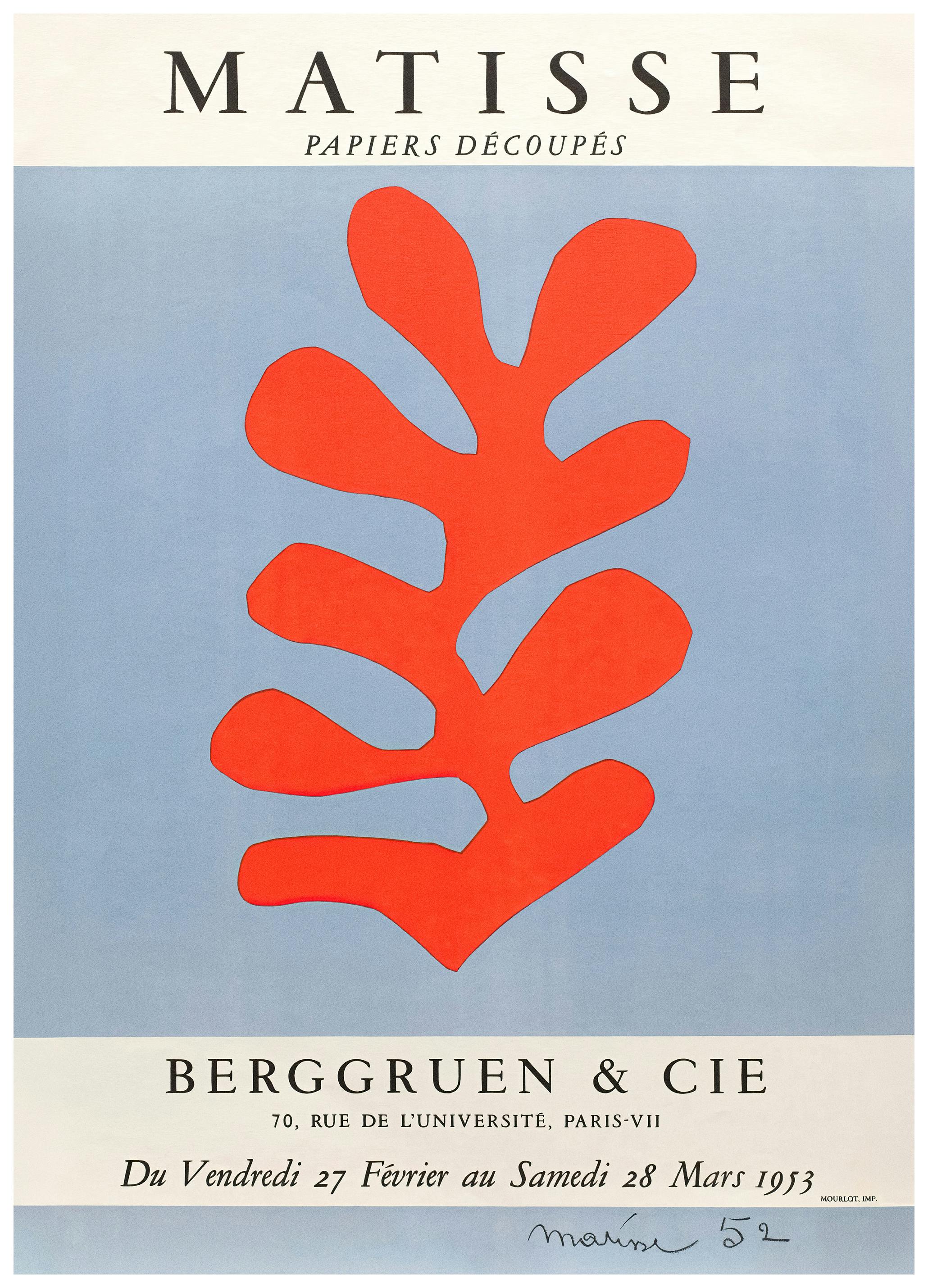 Prints - Matisse - Red Algae on Sky Blue Background 1952 Print (50x70 cm) - Matisse art prints