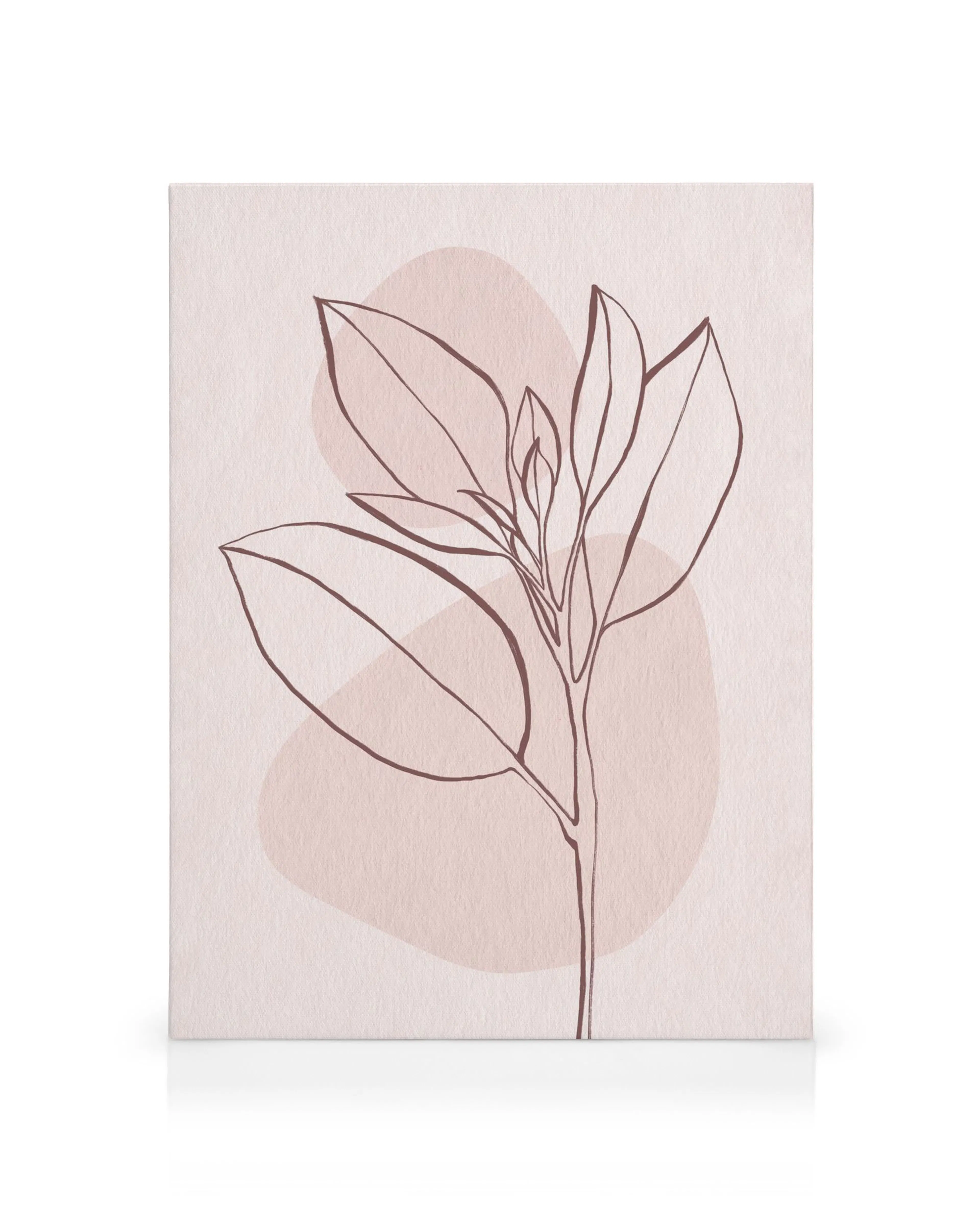 Leinwandbild mit rosa Blättern, abstrakte rosa Formen, pinkfarbene Blätter, botanisches Design