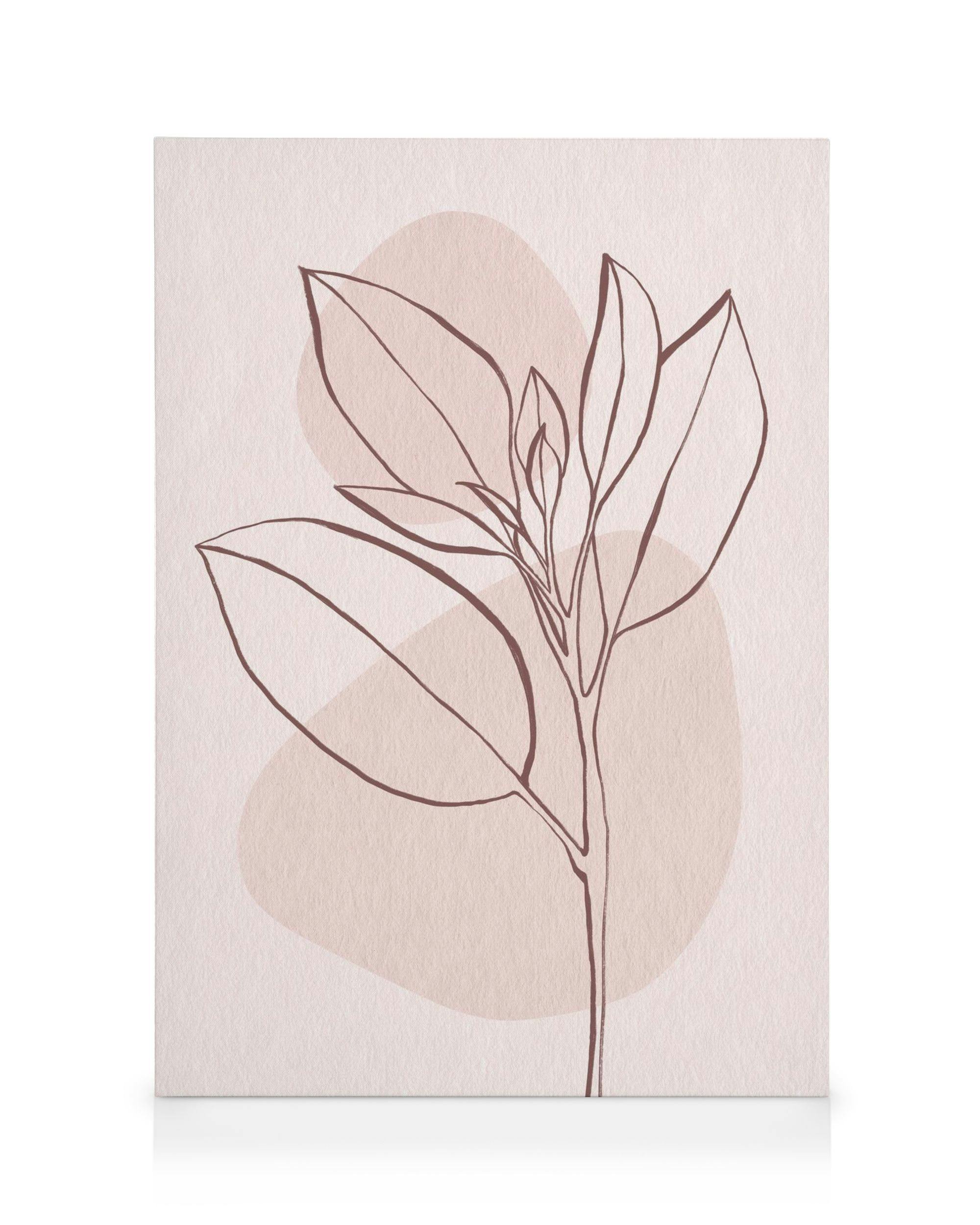 Canvas Prints Pink Leaves No2 Canvas print (30x40 cm - Black Frame)
